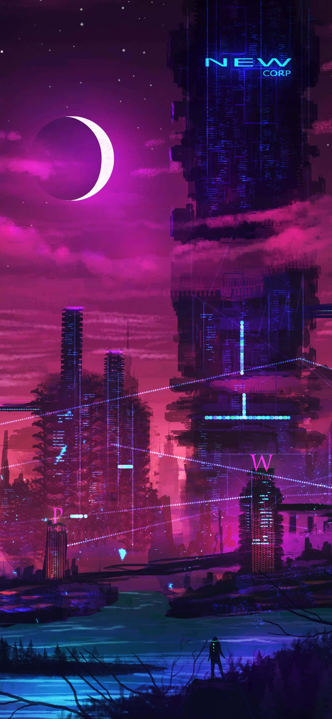Trendy iPhone, Purple, Night, Full HD Phone Wallpaper