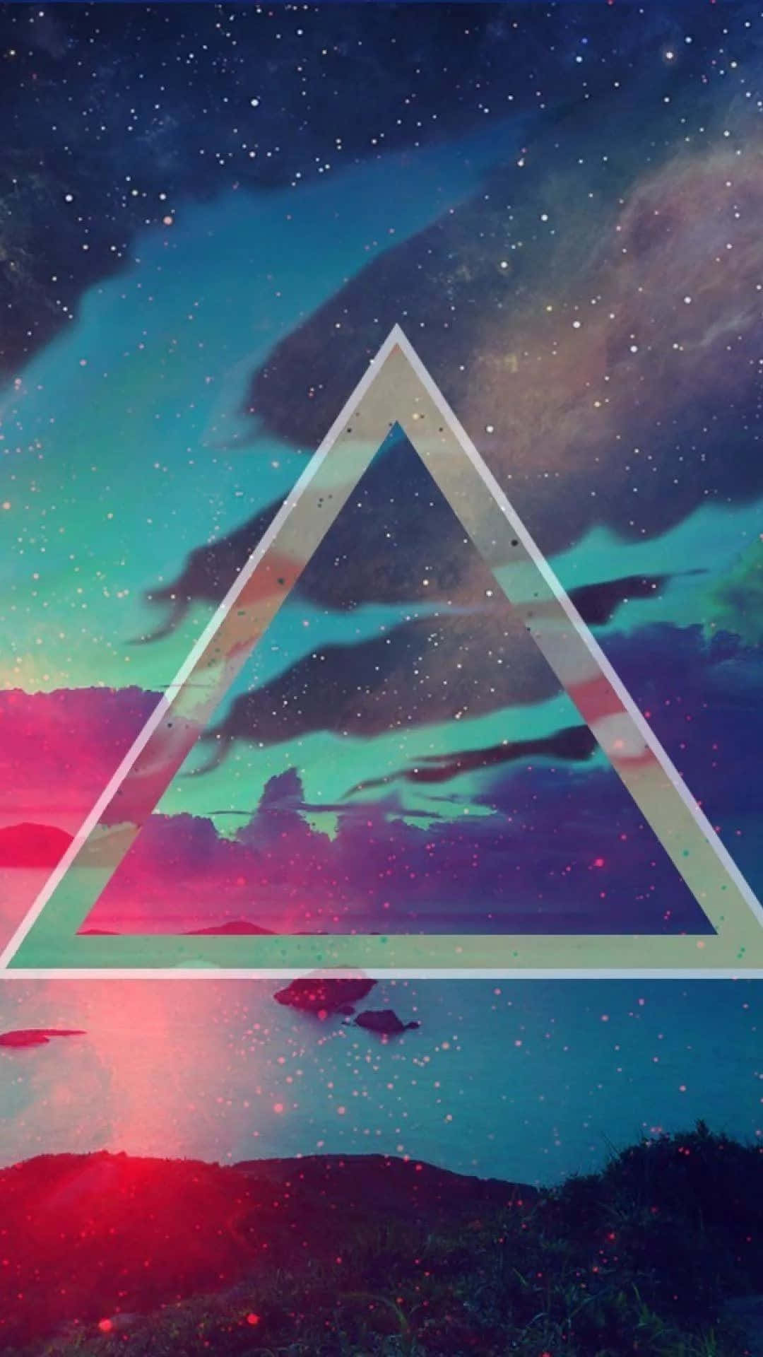 hipster iphone, glowing triangle, cosmic sky, Full HD Phone Wallpaper