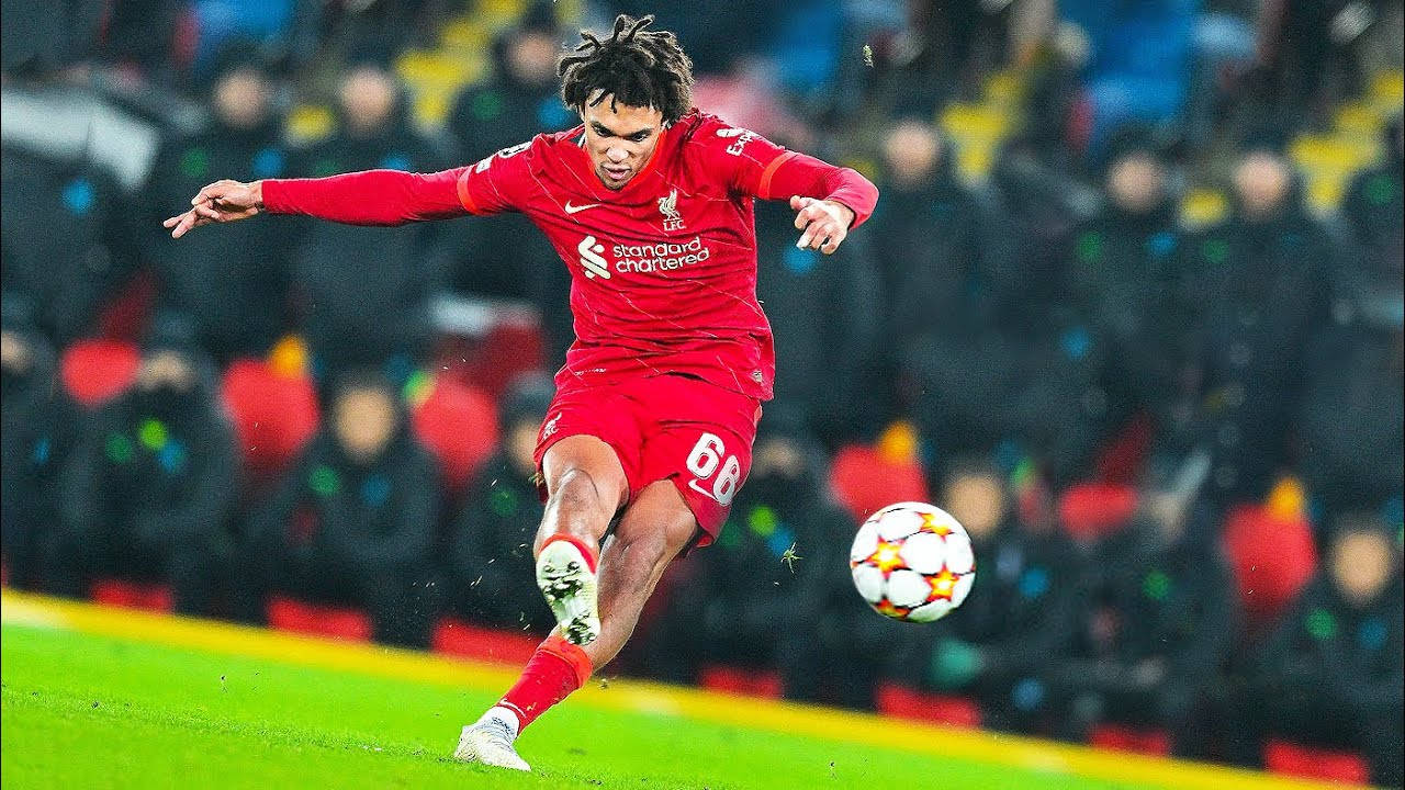 Trent Alexander-Arnold, red kit, green pitch, HD Desktop Wallpaper