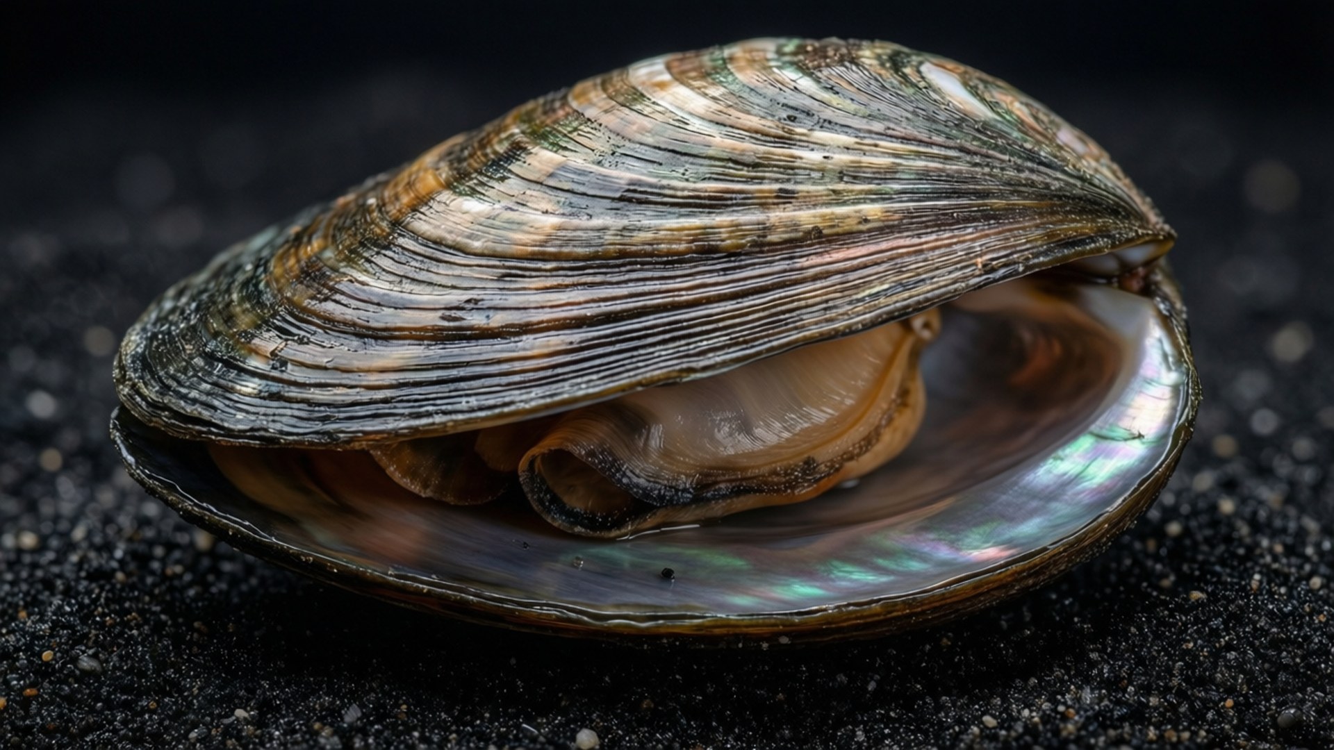 Tresus horse mussel, shell, intricate ridges, Full HD Desktop Wallpaper