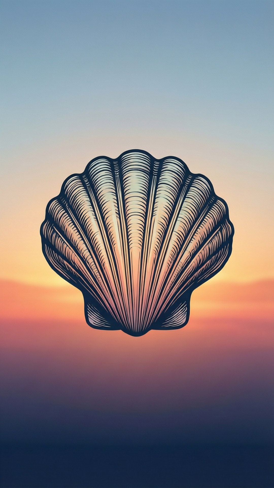 Tresus, mussel shell silhouette, sunset, Full HD Phone Wallpaper