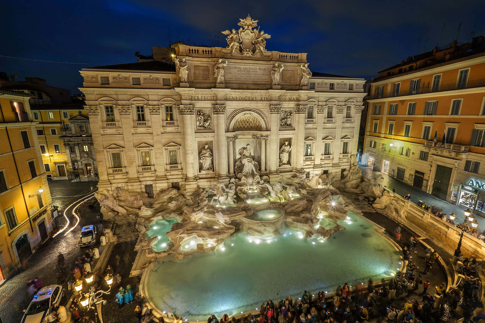 Trevi Fountain, night, illuminated fountain, Full HD Desktop Wallpaper