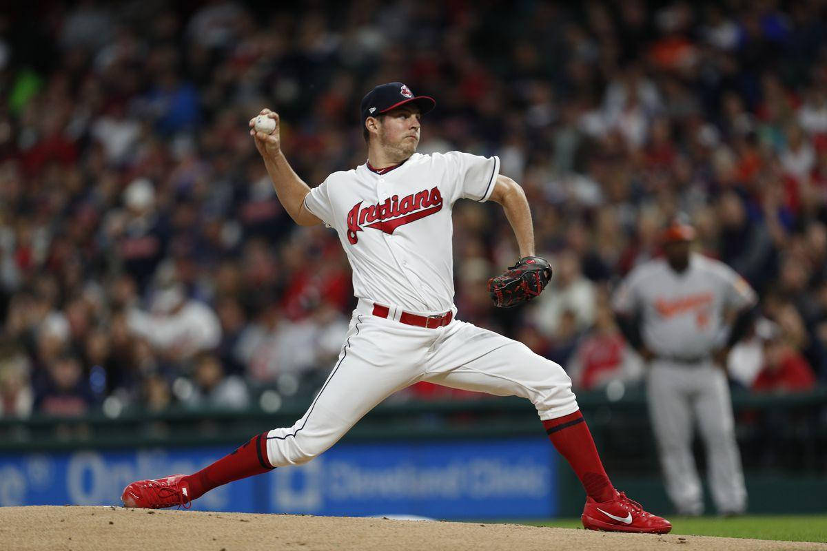 Trevor Bauer, white Indians uniform, sunlit field, SD Desktop Wallpaper