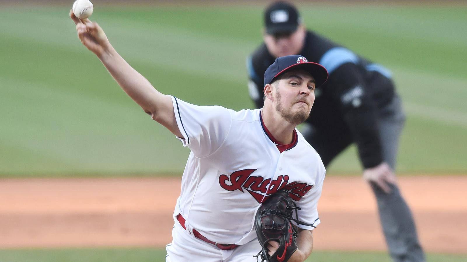 Trevor Bauer, white uniform, red lettering, HD Desktop Wallpaper