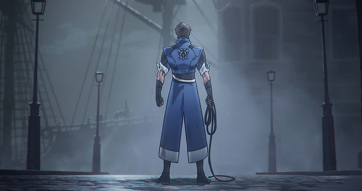 Trevor Belmont, whip, blue armor, SD Desktop Wallpaper