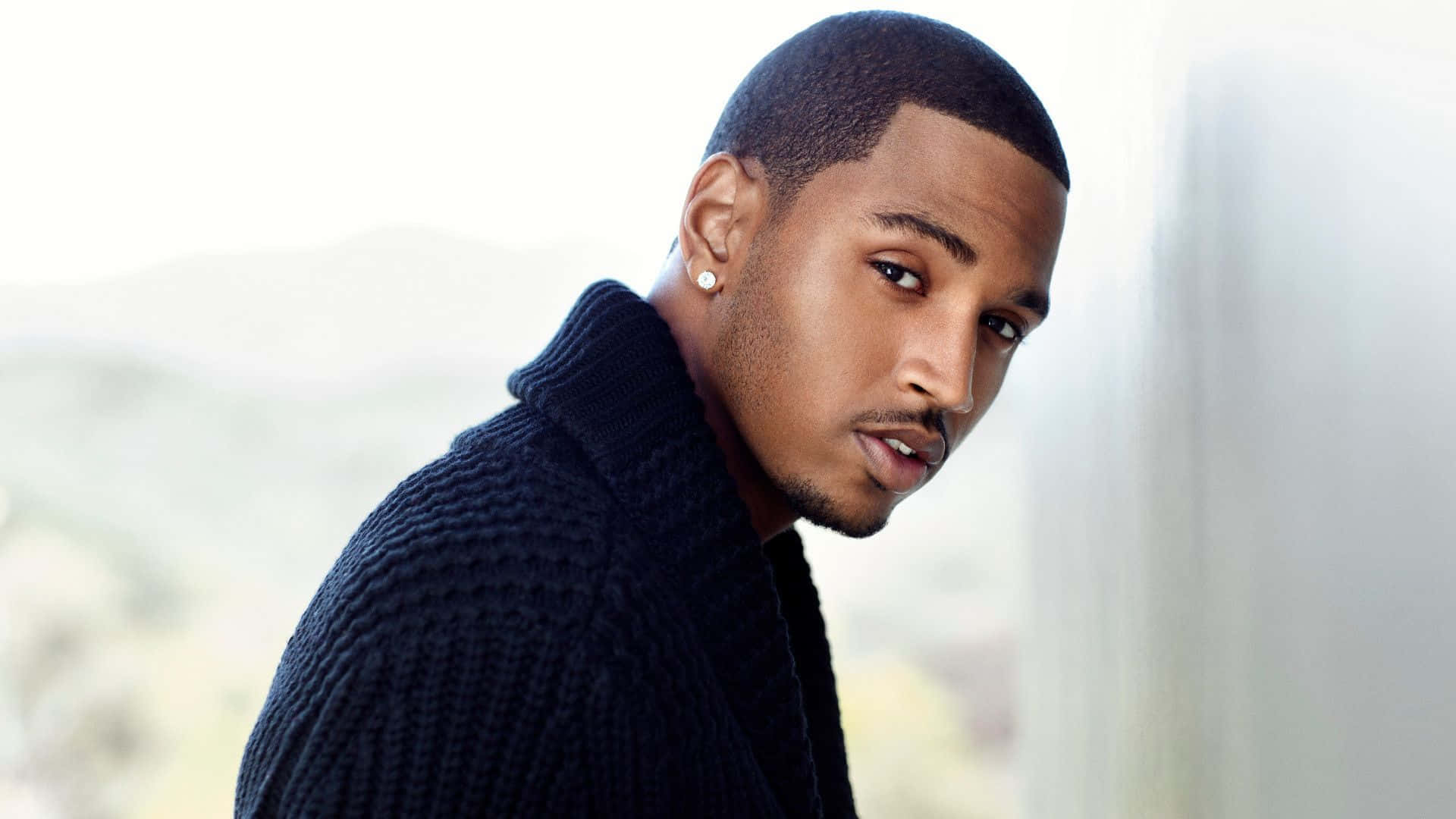 Trey Songz, dark knit sweater, outdoor backdrop, Full HD Desktop Wallpaper