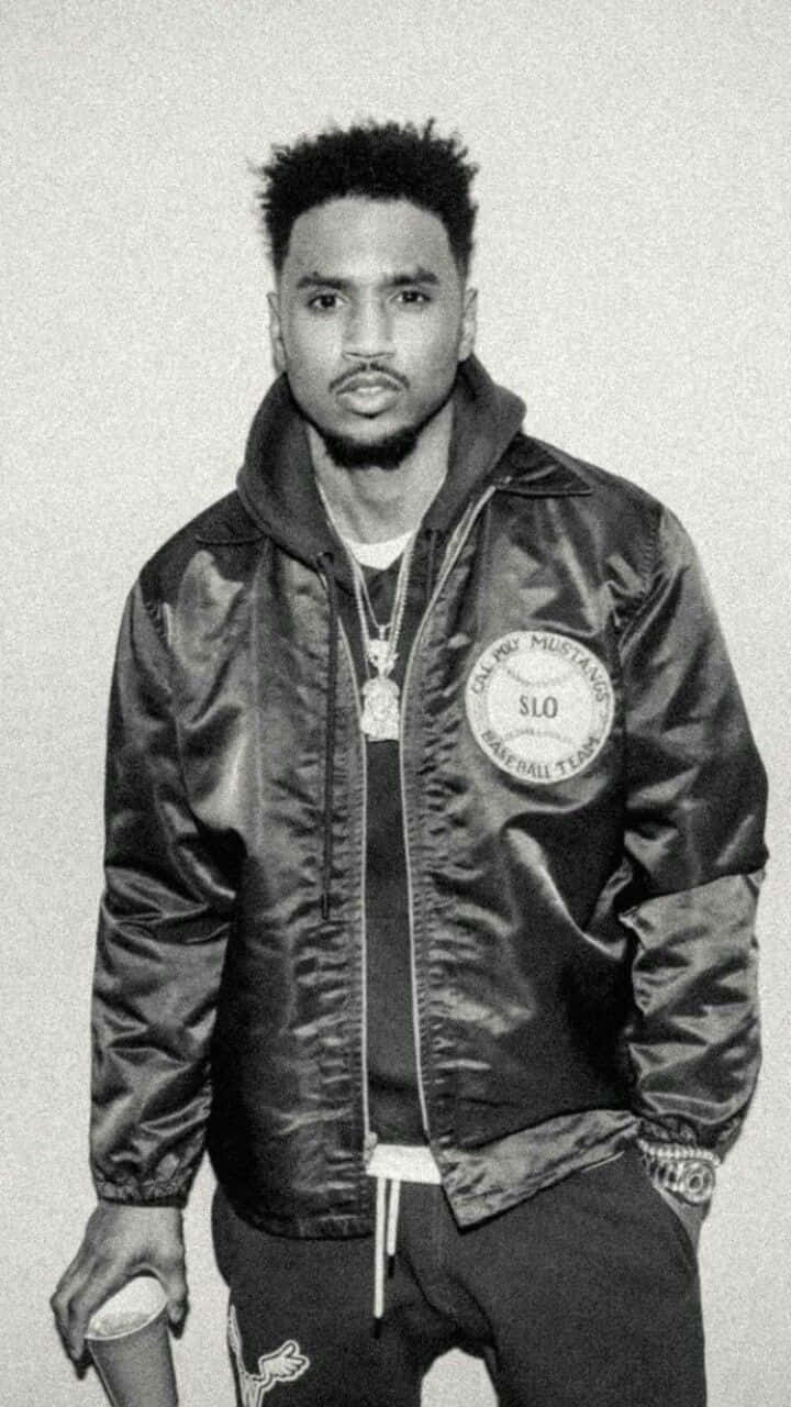 Trey Songz, black jacket, satin bomber jacket, HD Phone Wallpaper