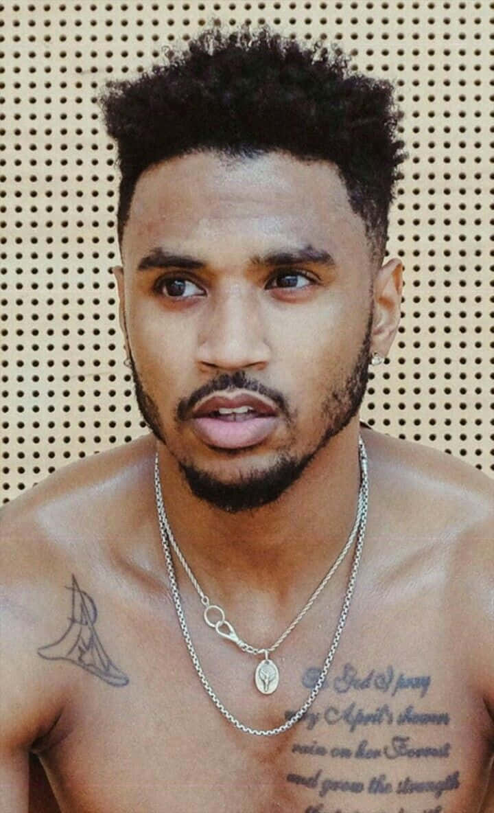 Trey Songz, beard, tattoos, SD Phone Wallpaper