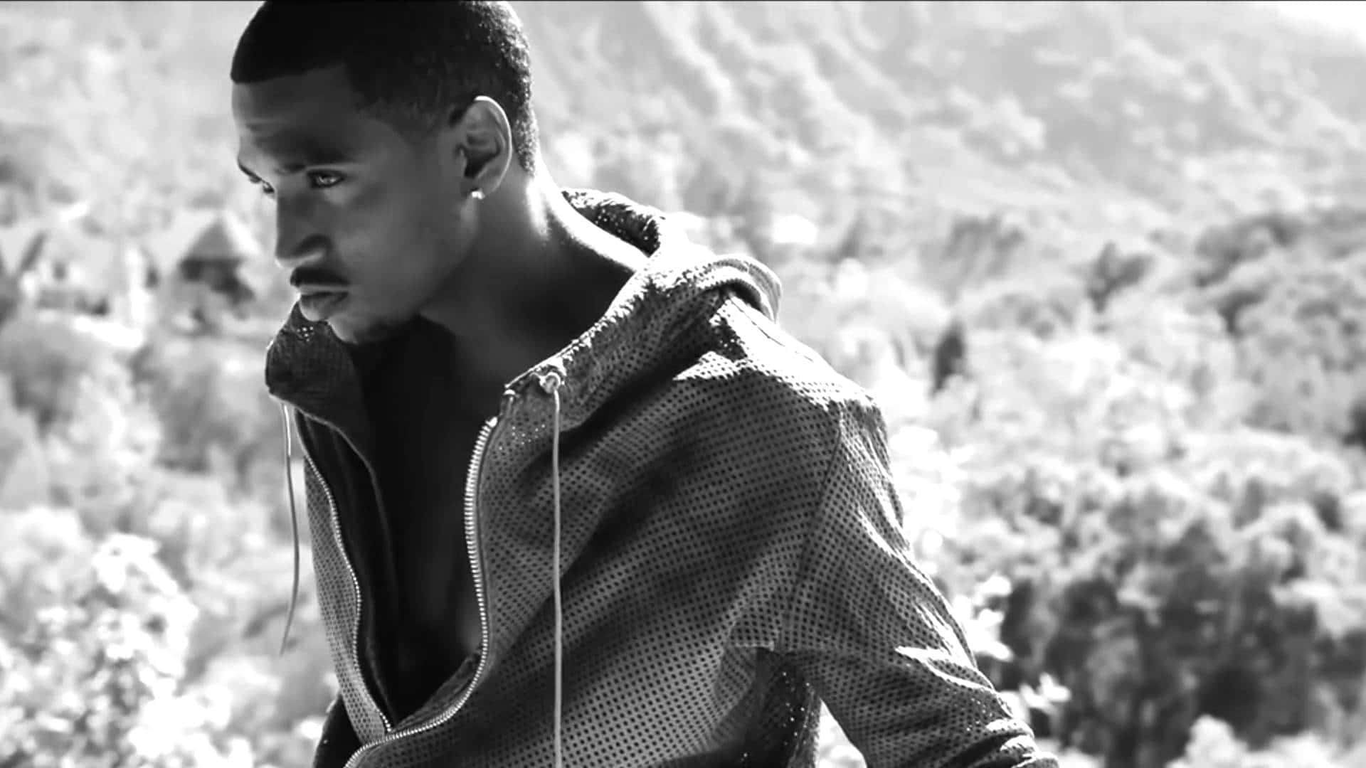Trey Songz, black and white, hoodie, Full HD Desktop Wallpaper