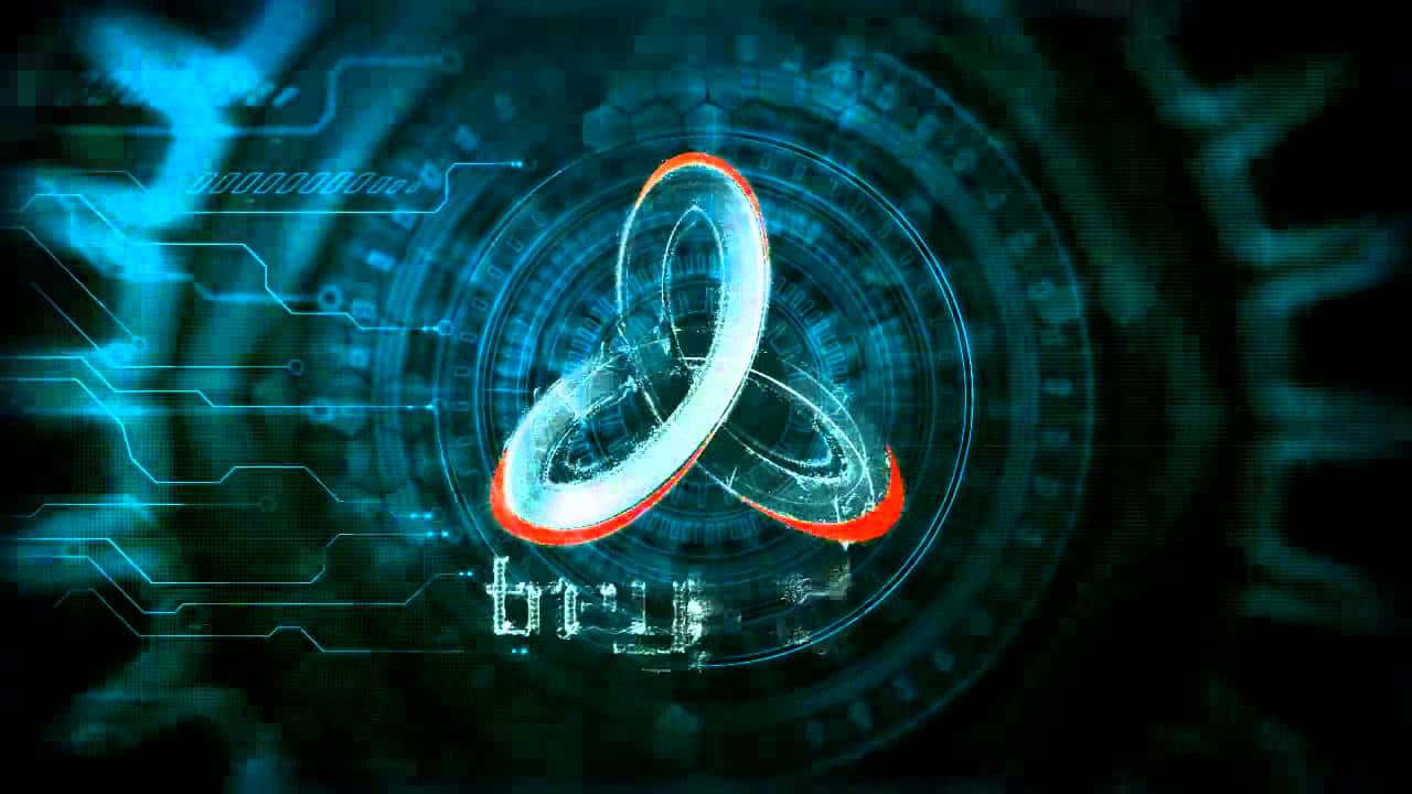 Treyarch, futuristic trinity symbol, blue and red light, HD Desktop Wallpaper