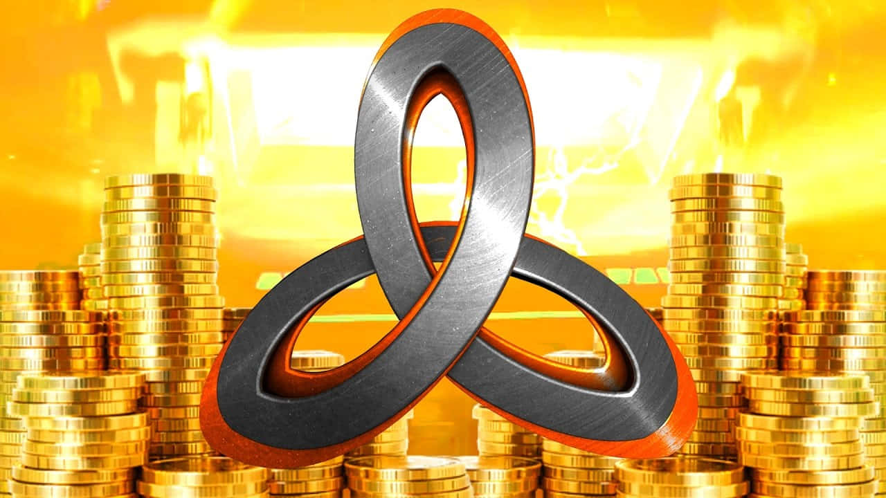 Treyarch, metallic trinity knot logo, golden background, HD Desktop Wallpaper