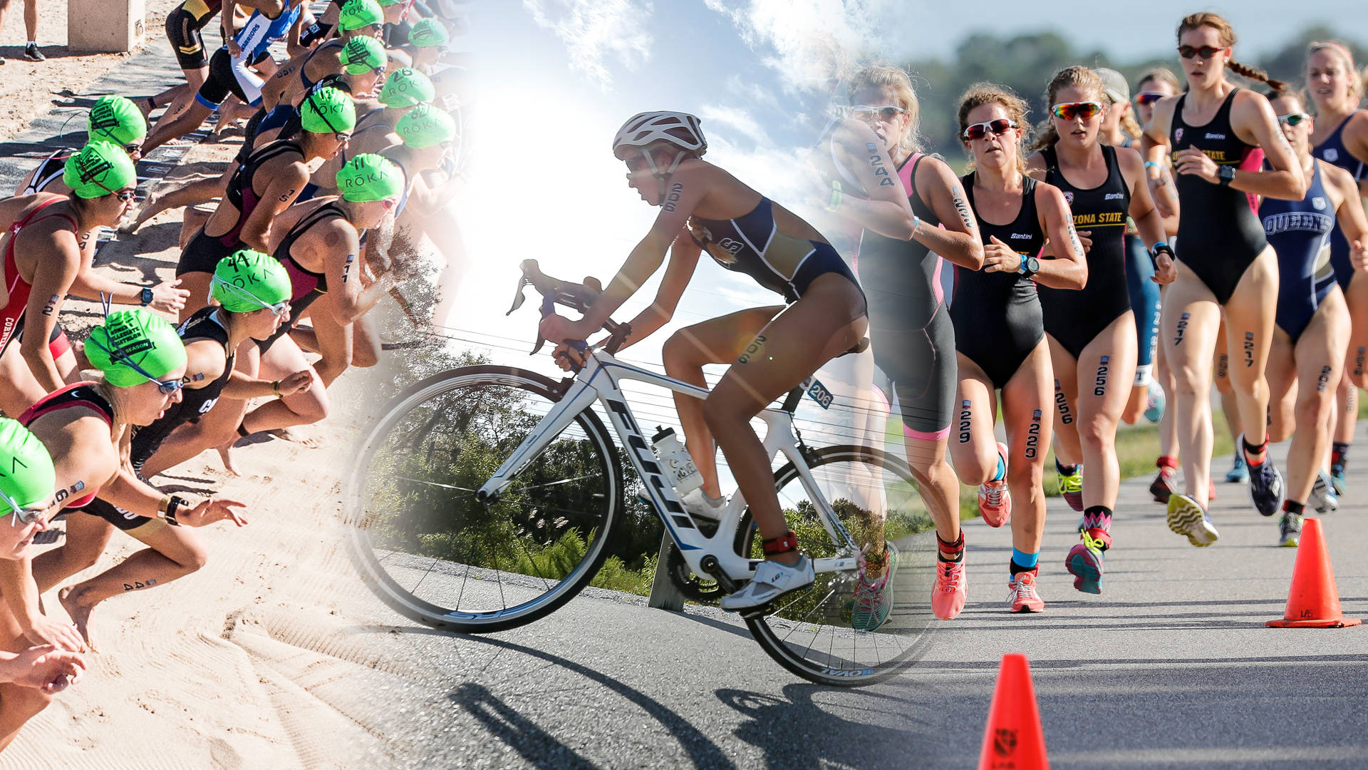 Triathlon, triathlon gear, sunlit transition zone, Full HD Desktop Wallpaper