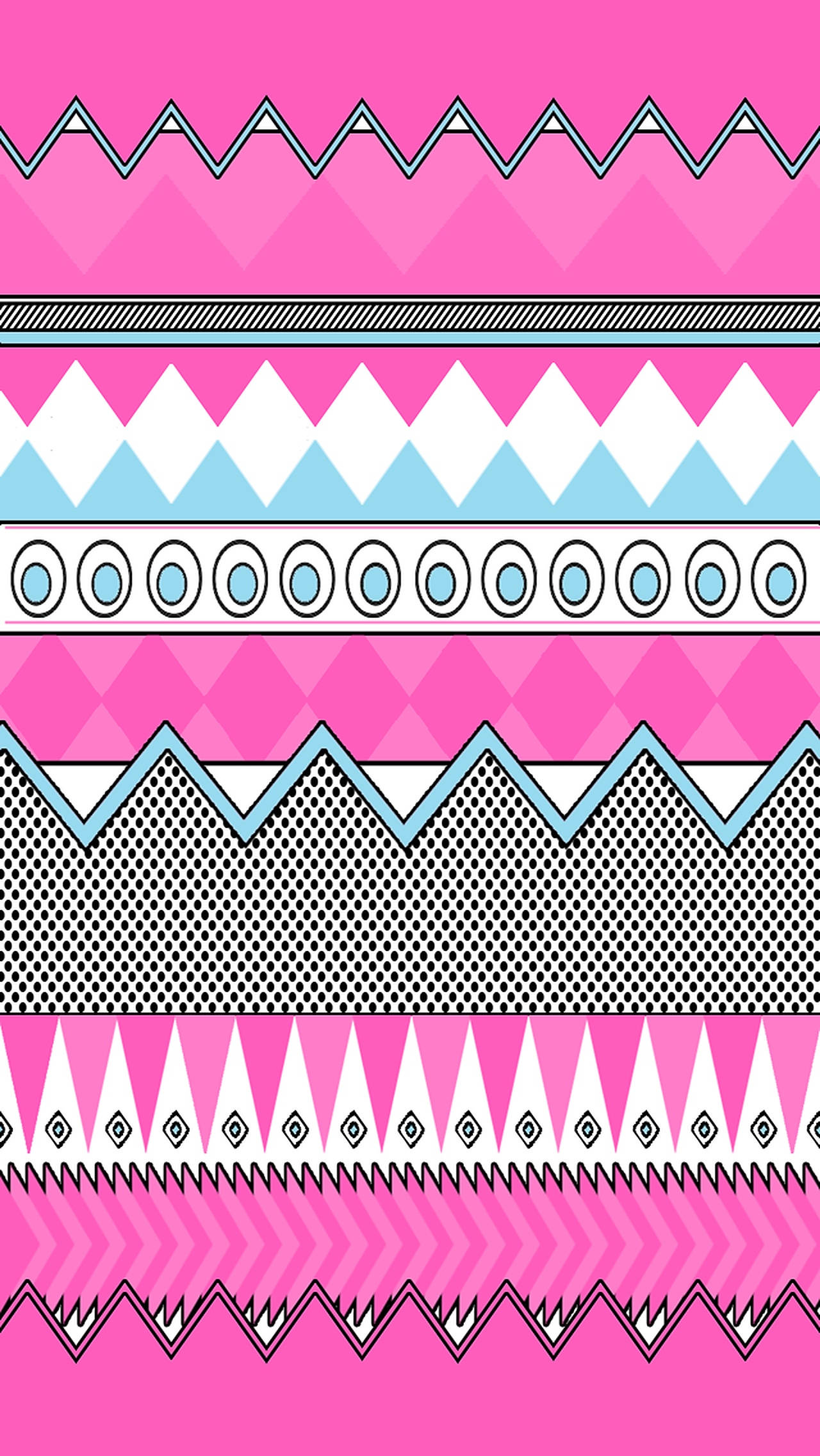 Tribal Pattern Pink Art, vibrant pink, geometric tribal patterns, Full HD Phone Wallpaper