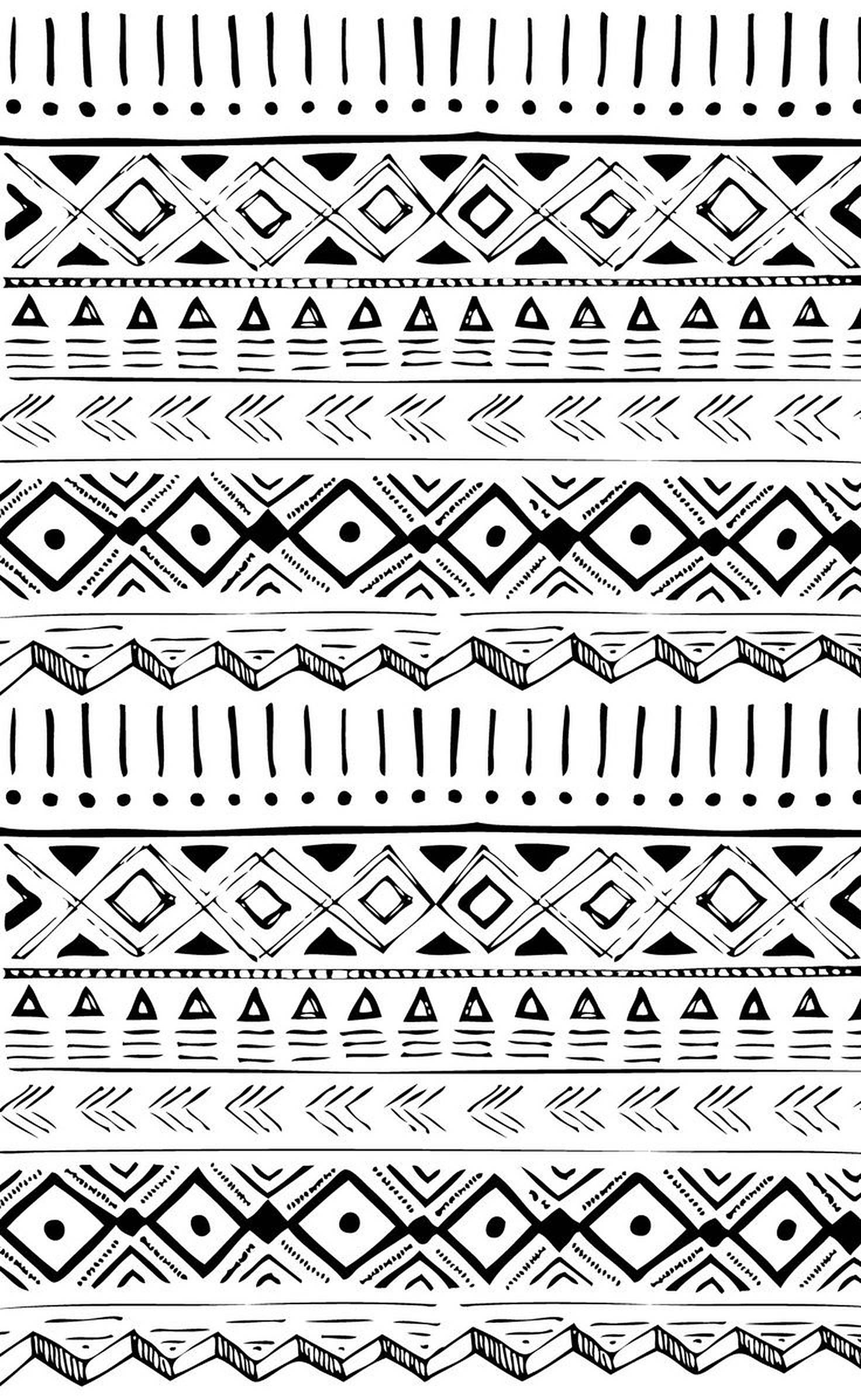 white tribal pattern, black and white tribal patterns, repeating geometric motifs, Full HD Phone Wallpaper