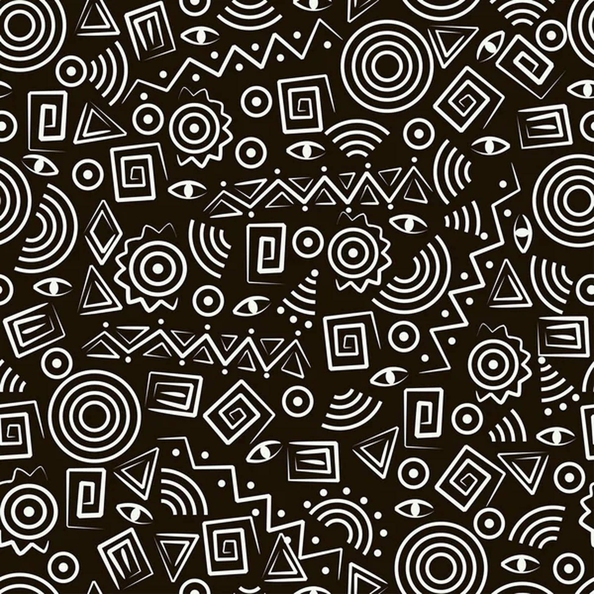 monochrome tribal pattern, black and white pattern, repeating geometric shapes, Full HD Desktop Wallpaper