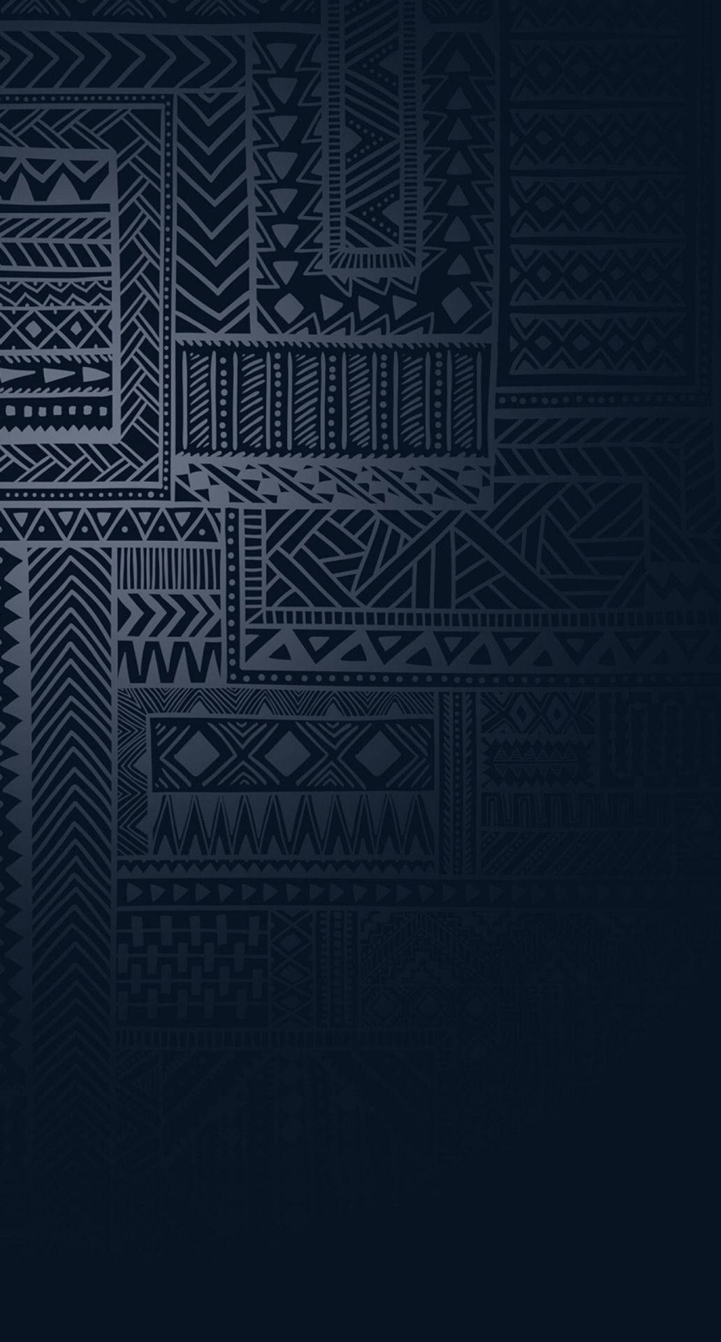 tribal patterns, dark navy, lighter blue tones, Full HD Phone Wallpaper