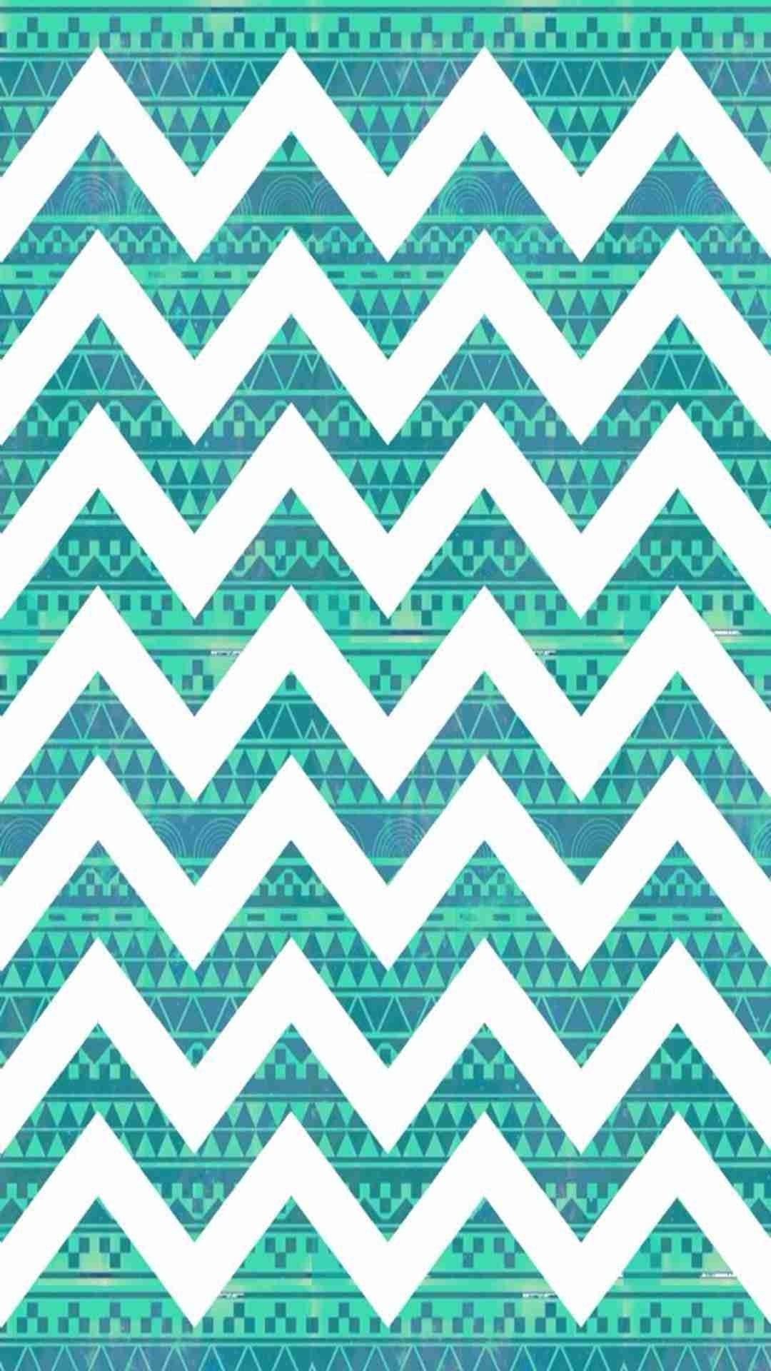 zigzag tribal pattern, white zigzag patterns, teal geometric tribal motifs, Full HD Phone Wallpaper