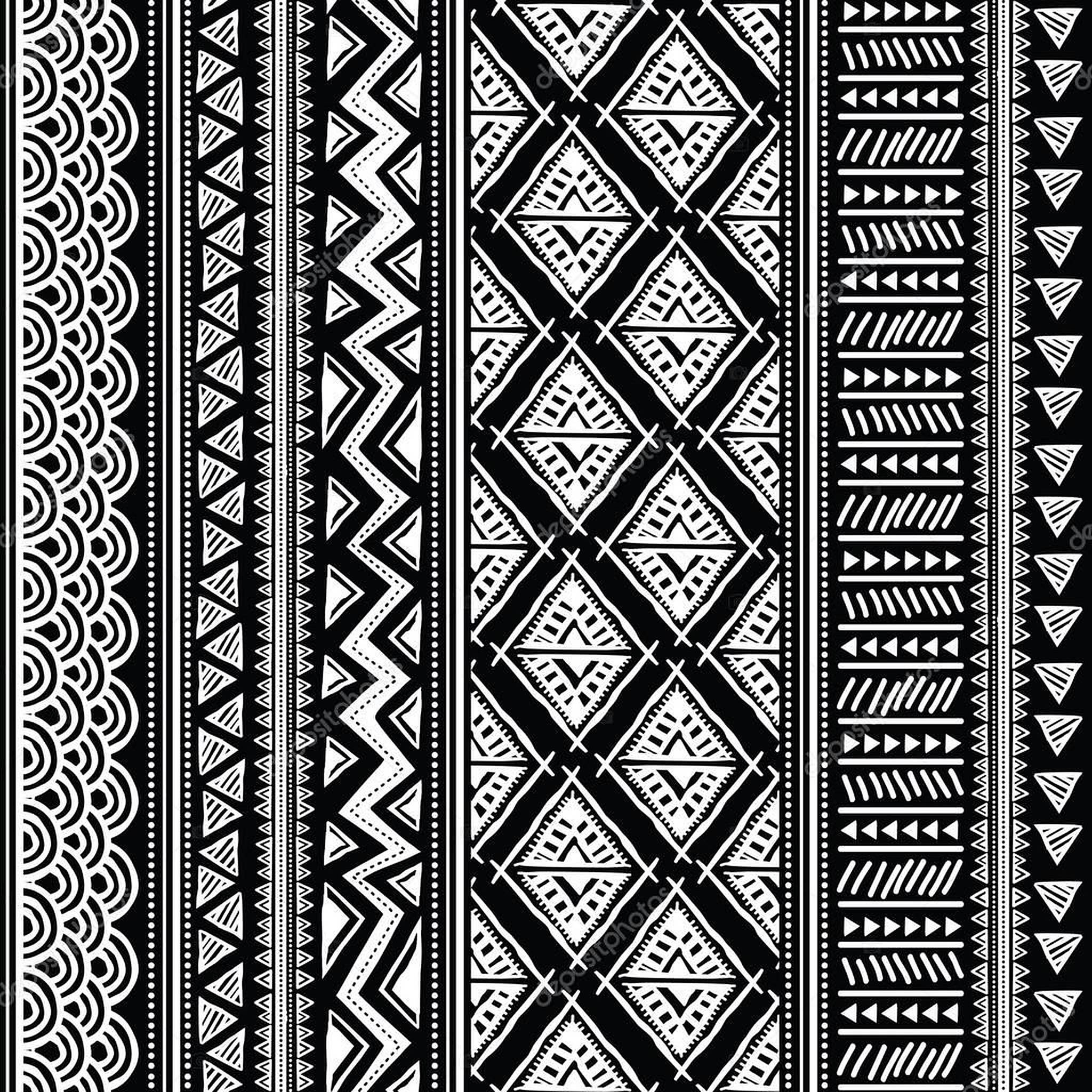 abstract tribal patterns, black and white, geometric shapes, Full HD Desktop Wallpaper