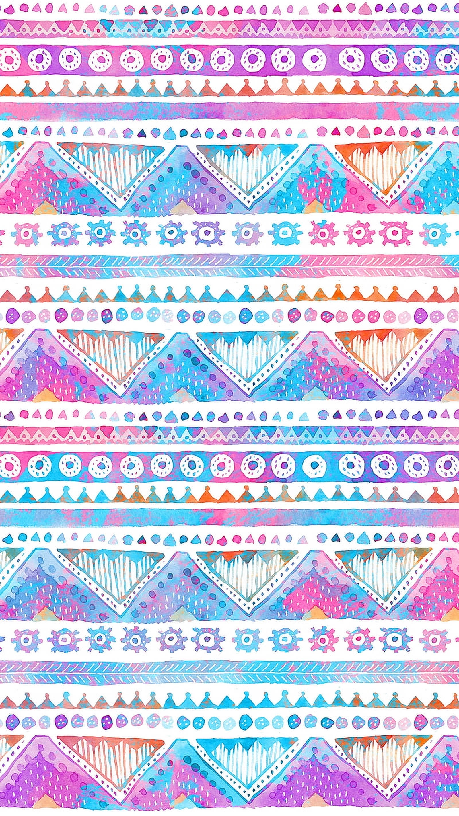 watercolor, tribal pattern, geometric shapes, 2K Phone Wallpaper