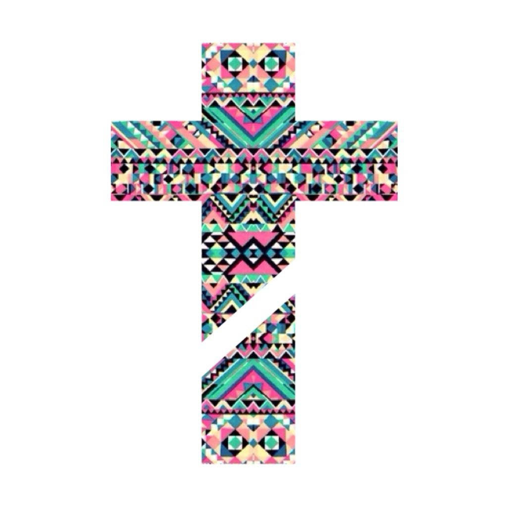 Cute Girly Cross, tribal pattern, vibrant geometric cross, SD Desktop Wallpaper