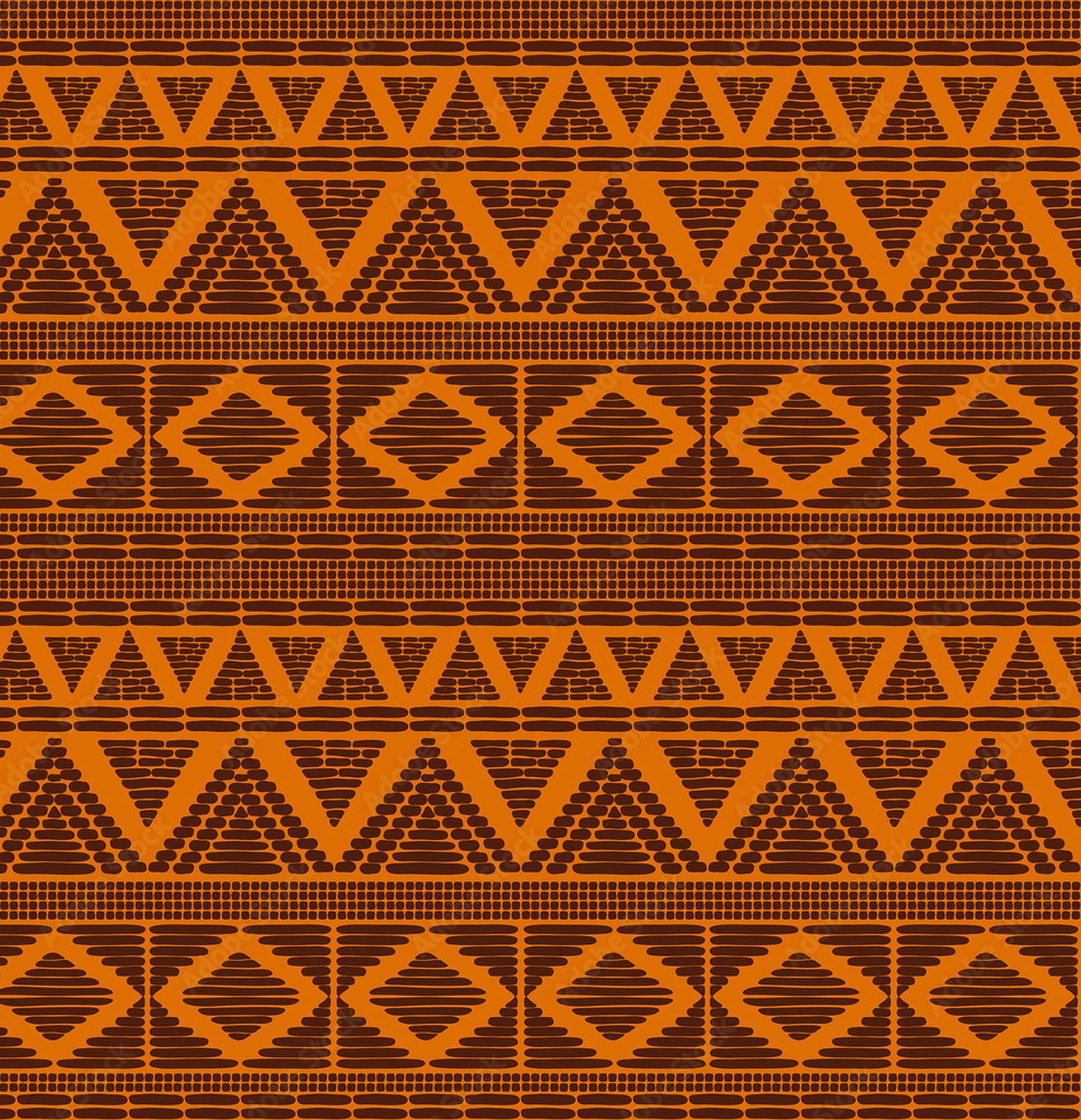 orange tribal pattern, vibrant orange, dark brown, Full HD Phone Wallpaper