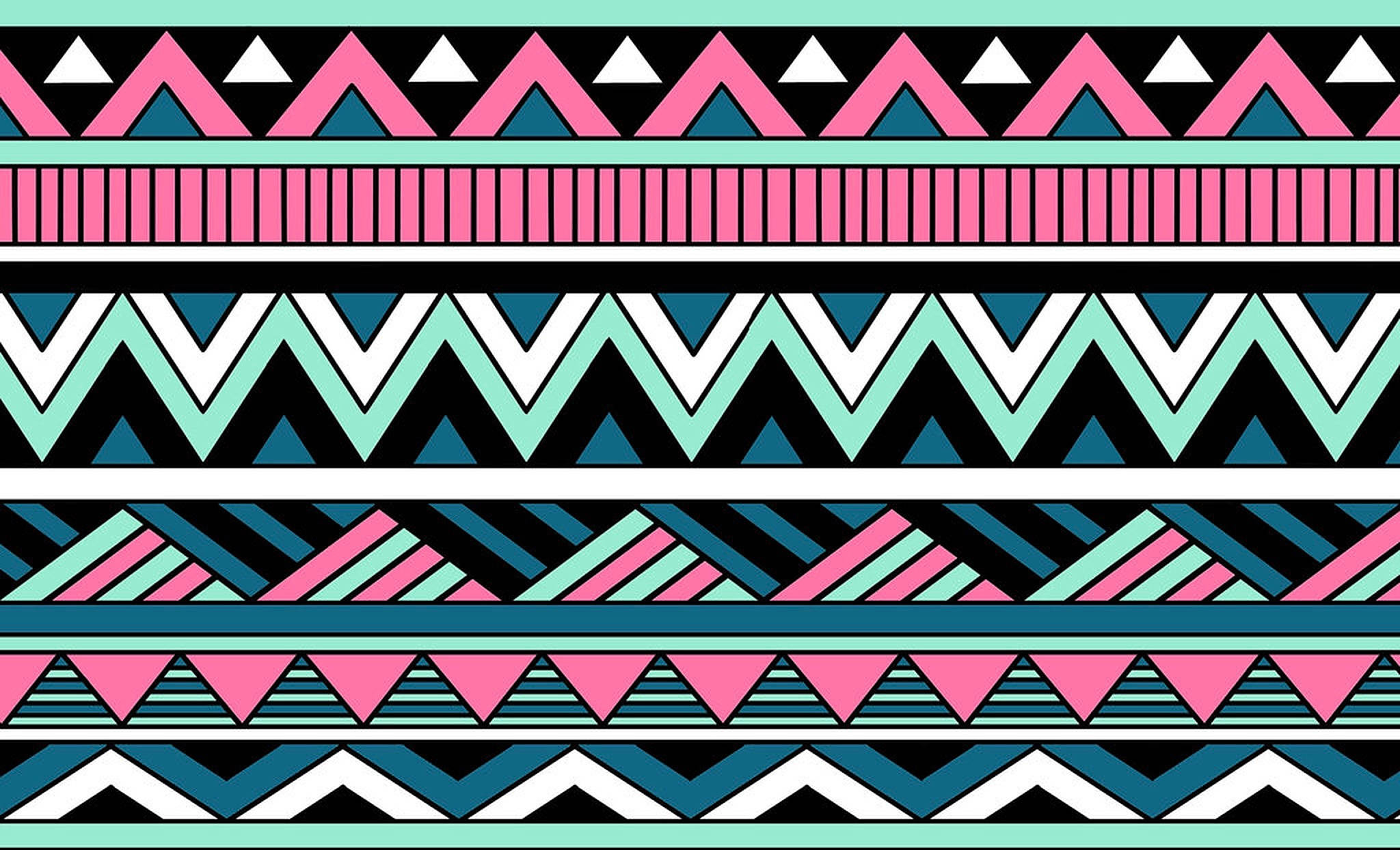 tribal pattern, pink, teal, Full HD Desktop Wallpaper