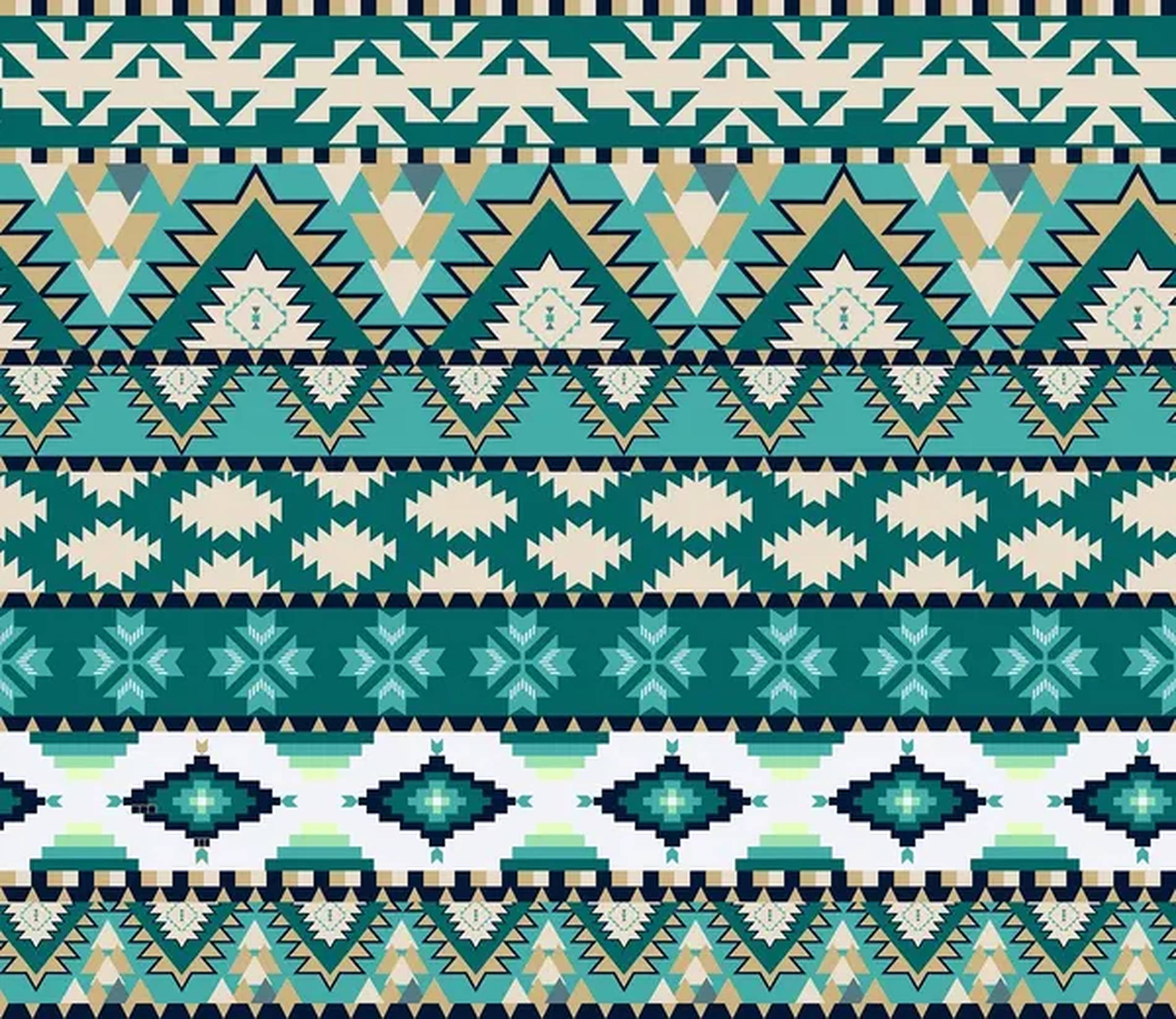 teal, tribal pattern, cream, HD Desktop Wallpaper