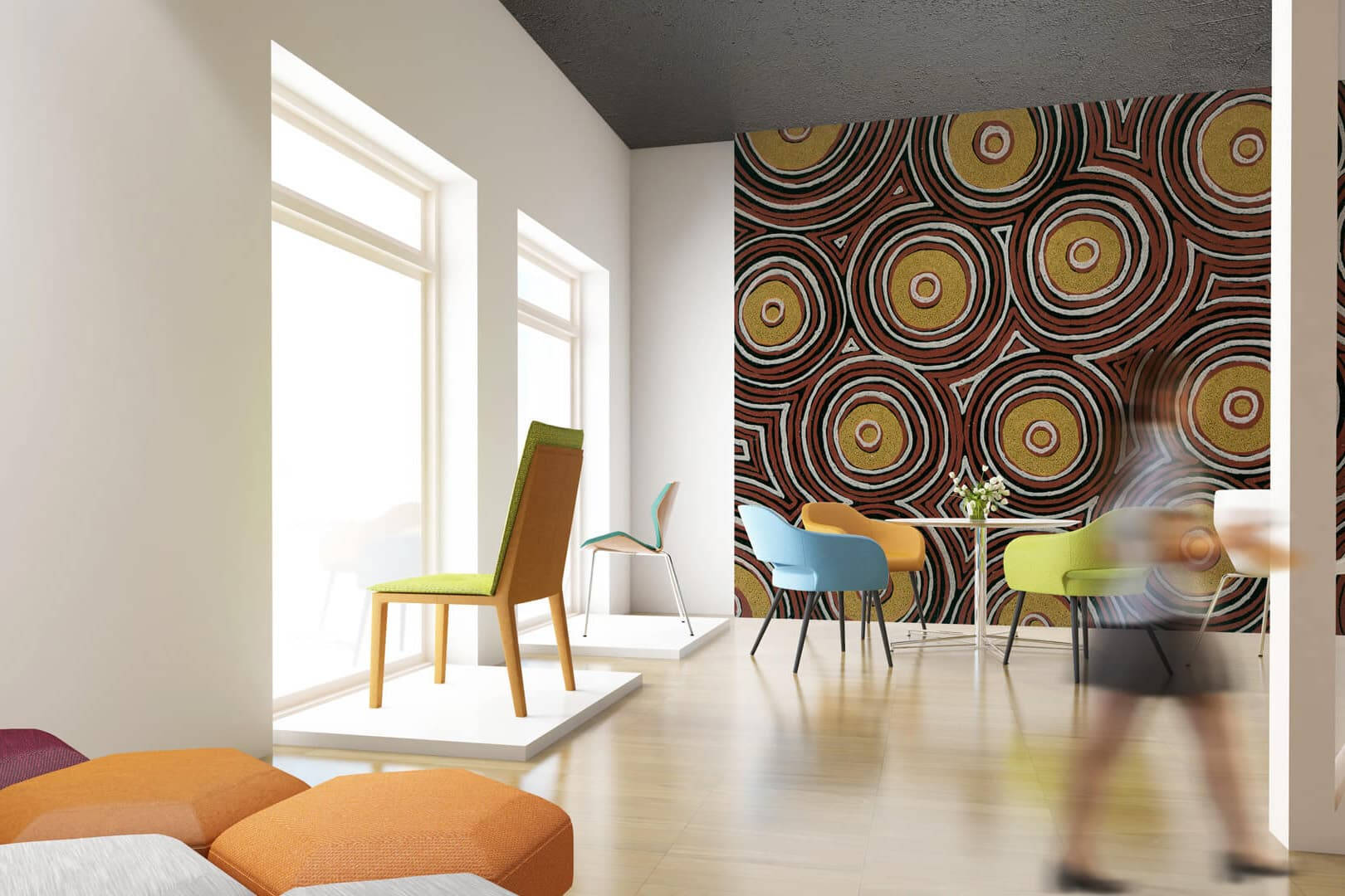 indigenous artwork, wall, bold circular patterned wallpaper, HD Desktop Wallpaper