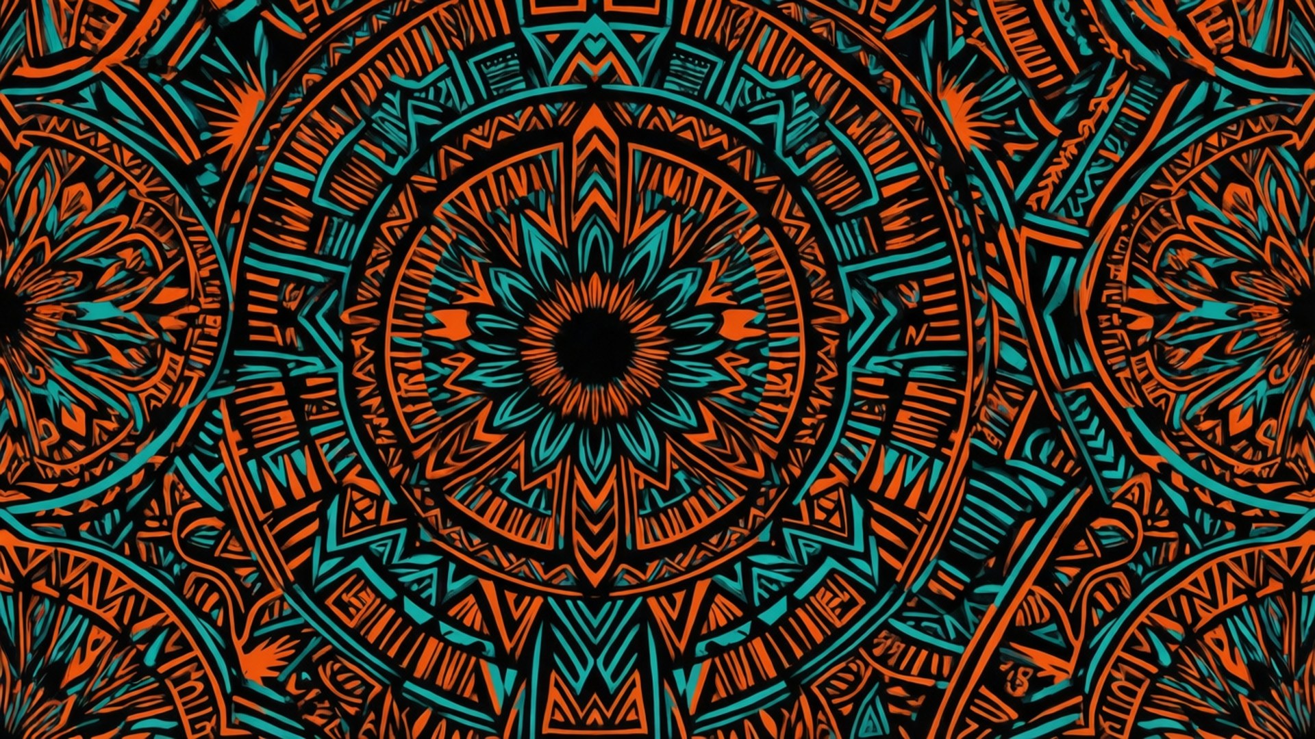 geometric mandala, tribal designs, central flower motif, Full HD Desktop Wallpaper
