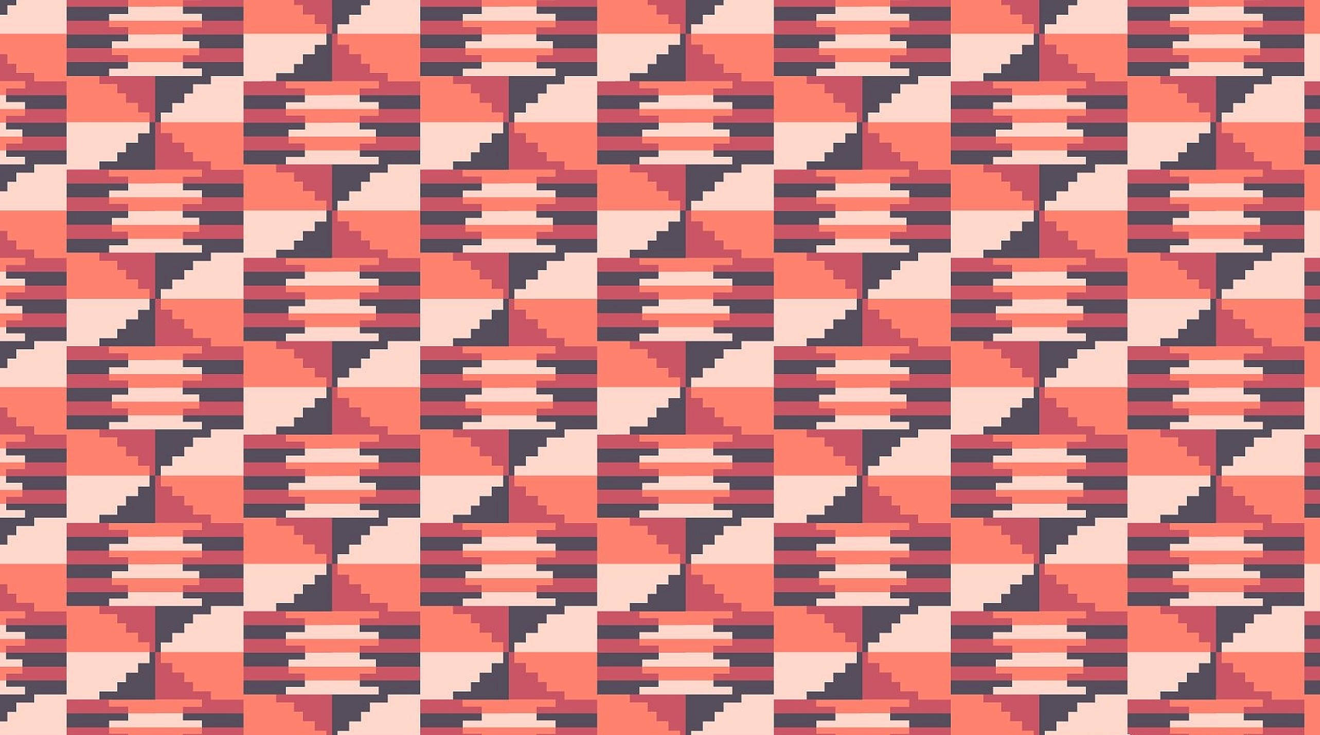 pixel tribal pattern, coral peach, dark purple, 2K Desktop Wallpaper