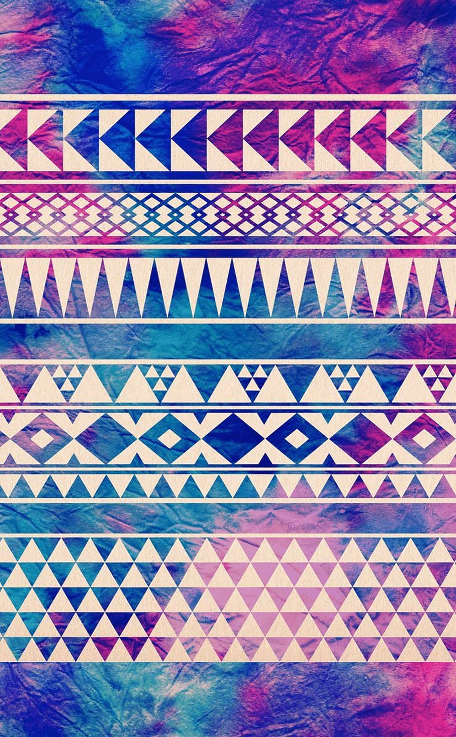 gradient tribal patterns, blue, pink, Full HD Phone Wallpaper