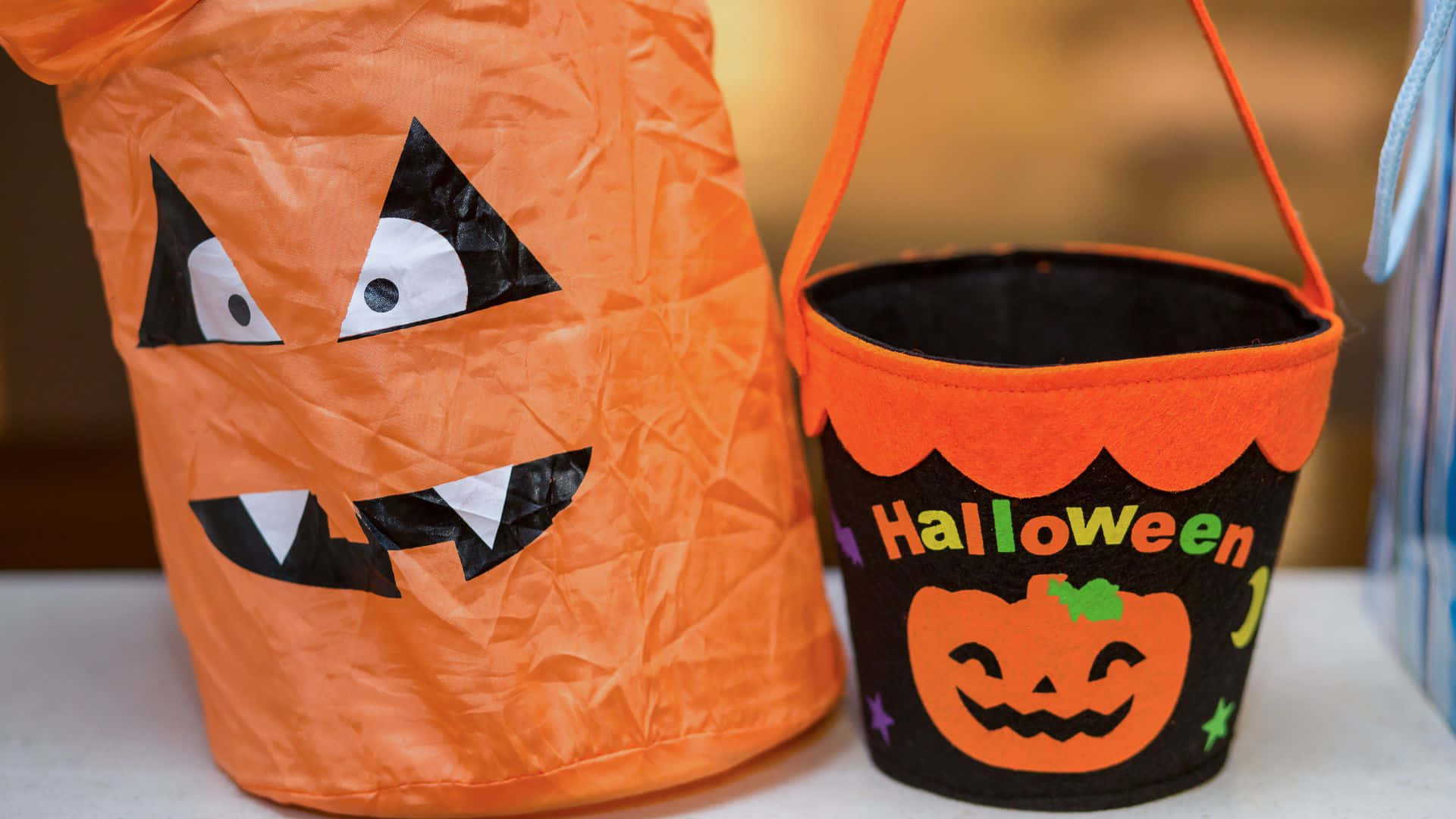 Trick or Treat Bags, jack-o-lantern, googly eyes, Full HD Desktop Wallpaper