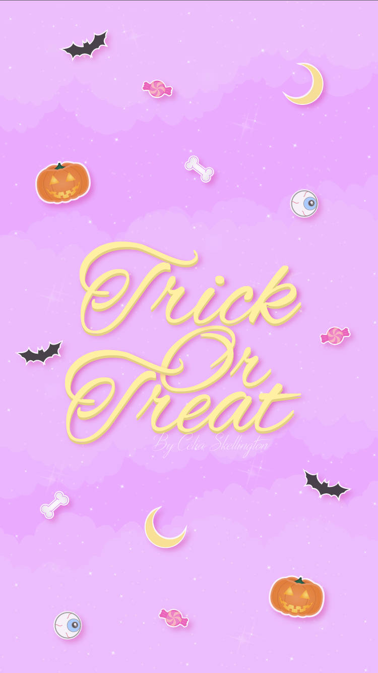 Trick Or Treat, pastel purple, glowing yellow, HD Phone Wallpaper