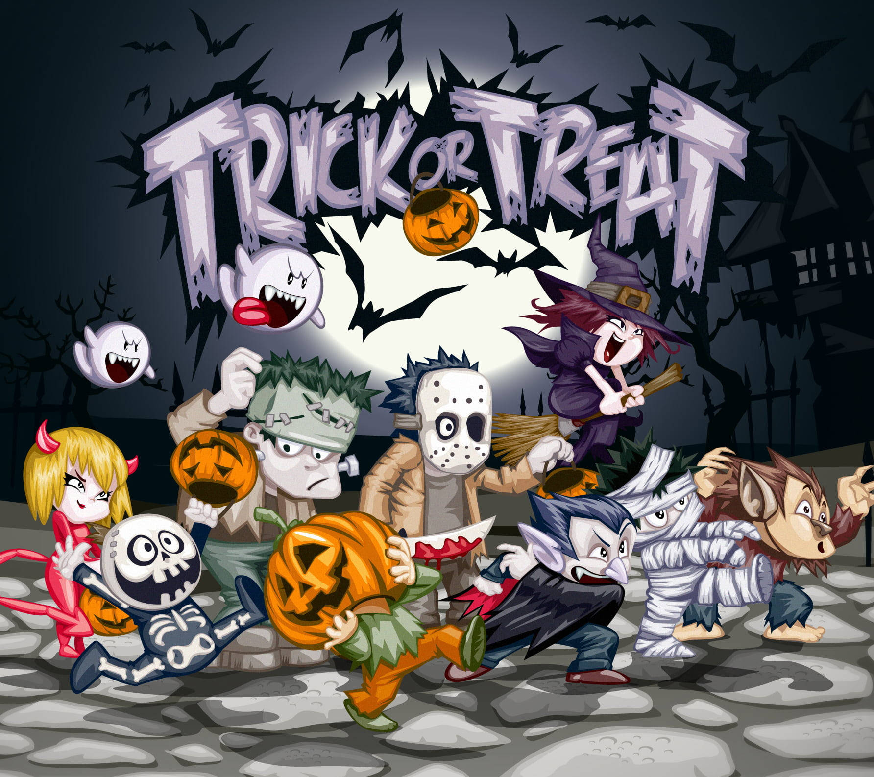Trick Or Treat, witch, vampire, HD Desktop Wallpaper