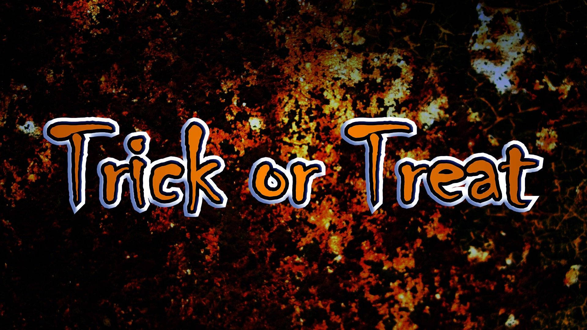 Trick or Treat, orange text, blue outline, Full HD Desktop Wallpaper