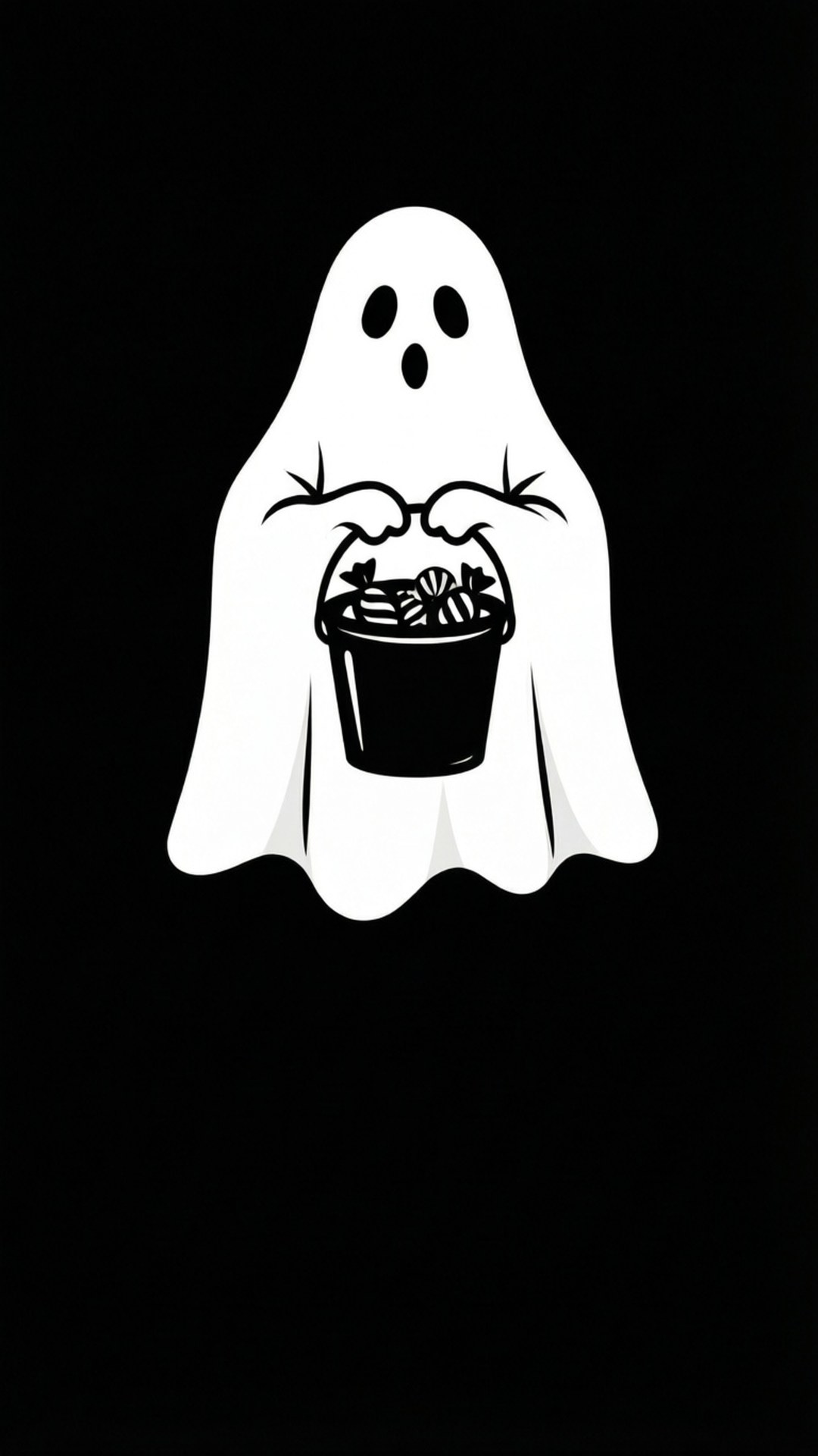 minimalist white ghost, simple eyes, hands, Full HD Phone Wallpaper