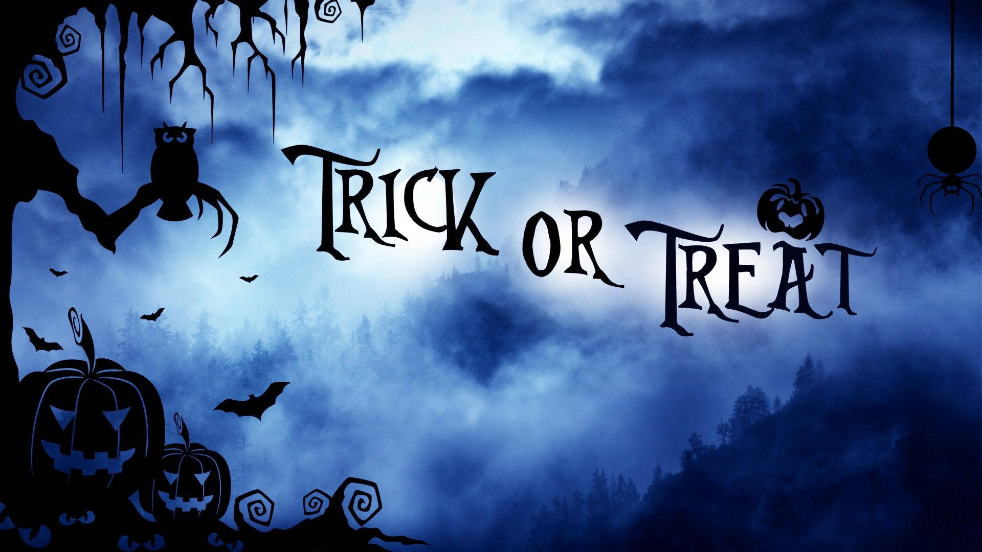 Trick Or Treat, pumpkins, bats, Full HD Desktop Wallpaper