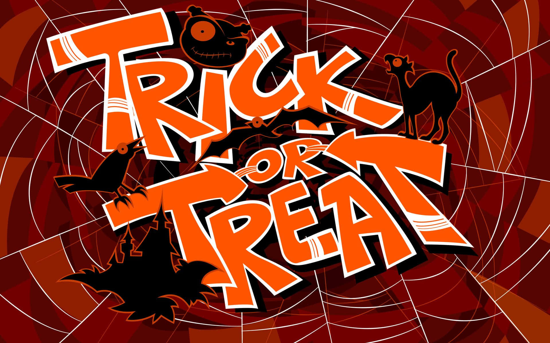 Trick or Treat, jack o lantern, black bats, Full HD Desktop Wallpaper