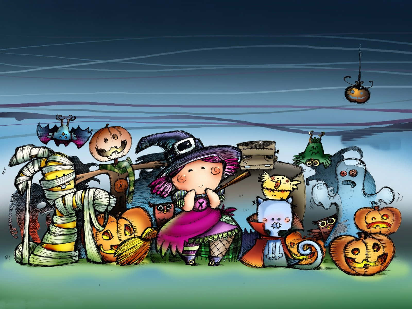 Trick r Treat, Halloween creatures, pumpkins, HD Desktop Wallpaper