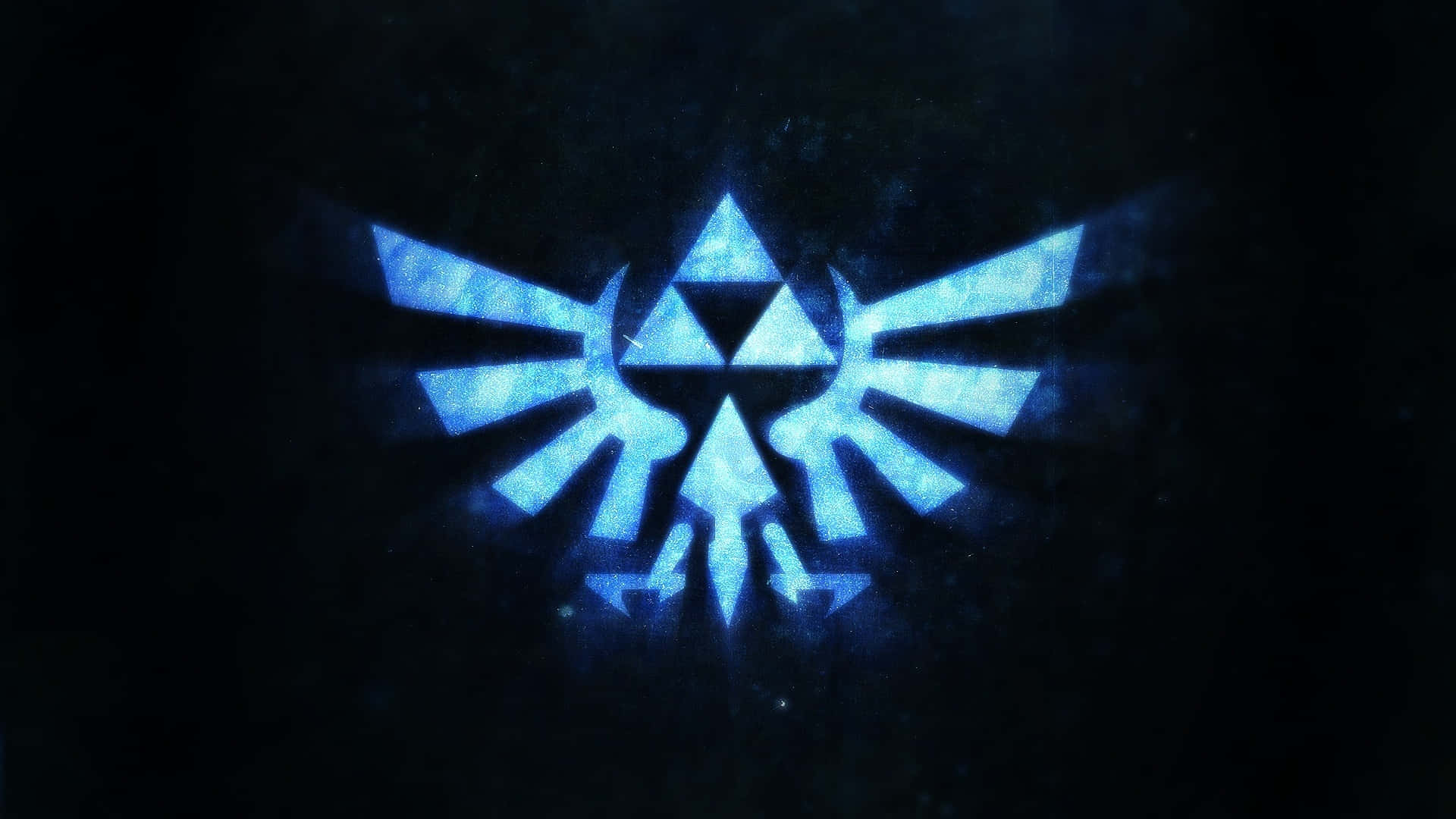 Triforce, glowing blue, symbol, Full HD Desktop Wallpaper