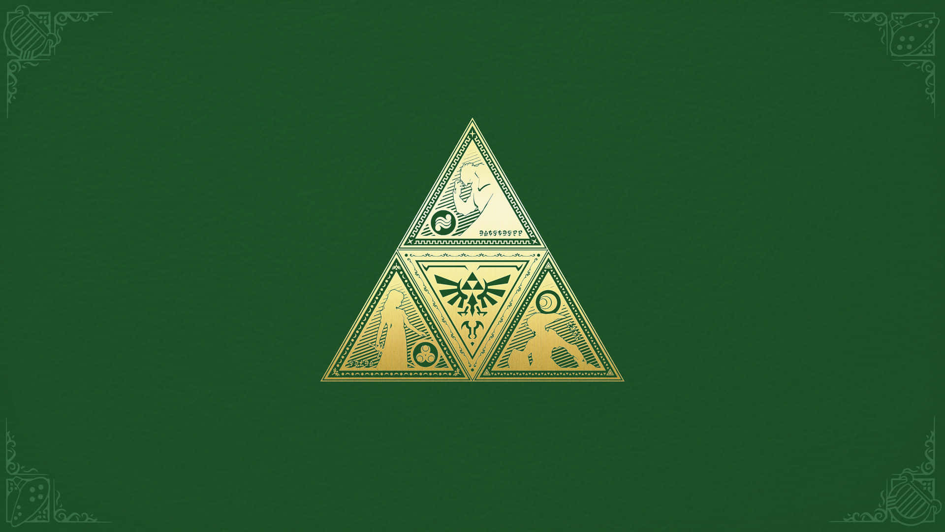 Triforce, golden triforce emblem, intricate symbols, Full HD Desktop Wallpaper