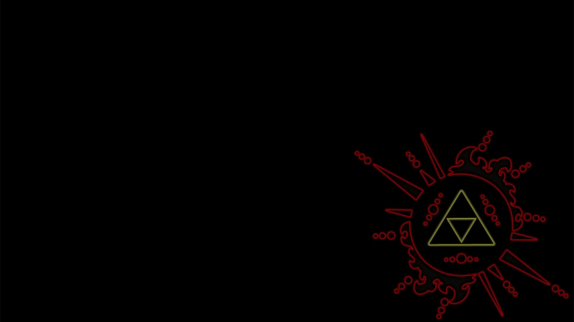Triforce, glowing red and yellow, geometric symbol, Full HD Desktop Wallpaper
