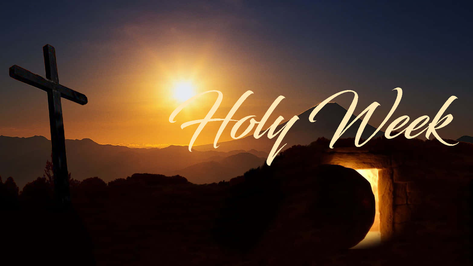 Holy Week, glowing sunrise, cross, HD Desktop Wallpaper