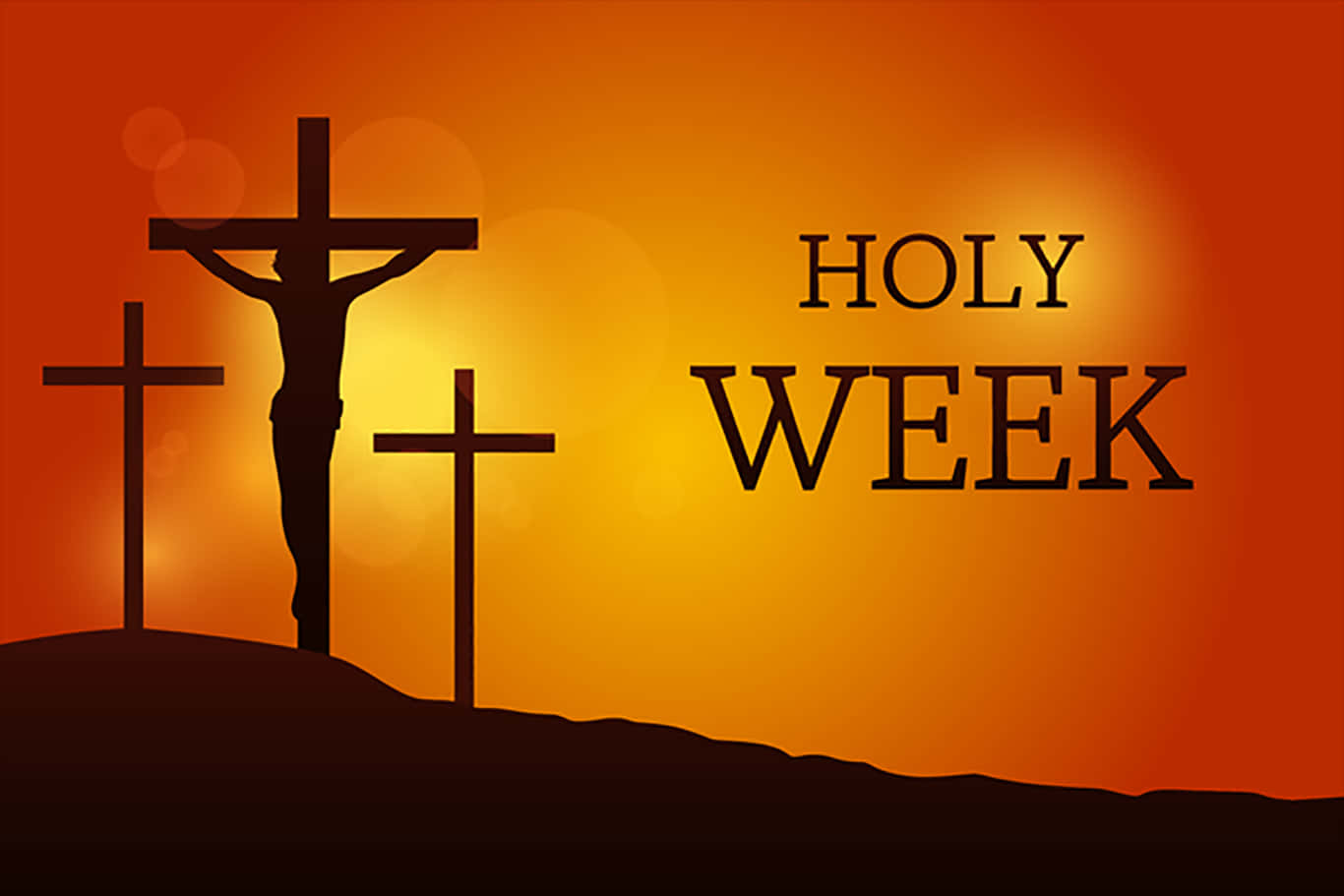 Holy Week, crucifixion scene, glowing orange sunset, HD Desktop Wallpaper