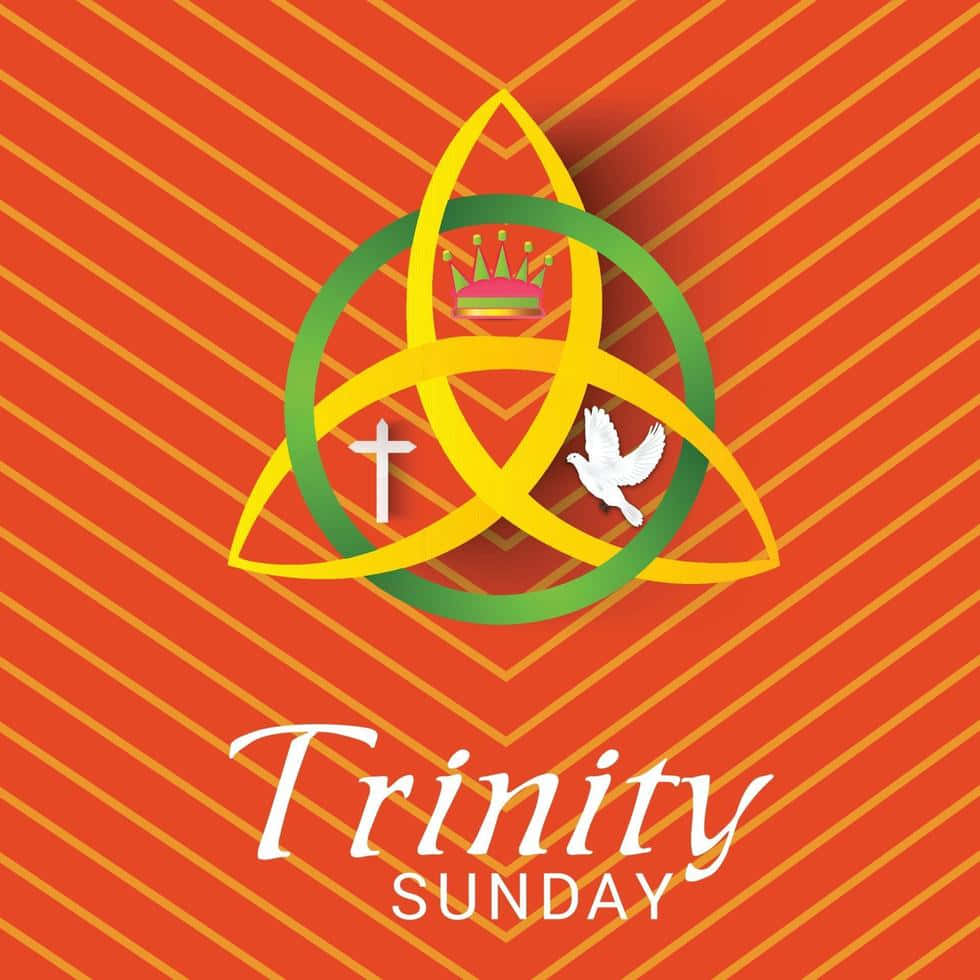 Trinity Sunday, yellow and green interlocking triangle, crown cross, SD Desktop Wallpaper
