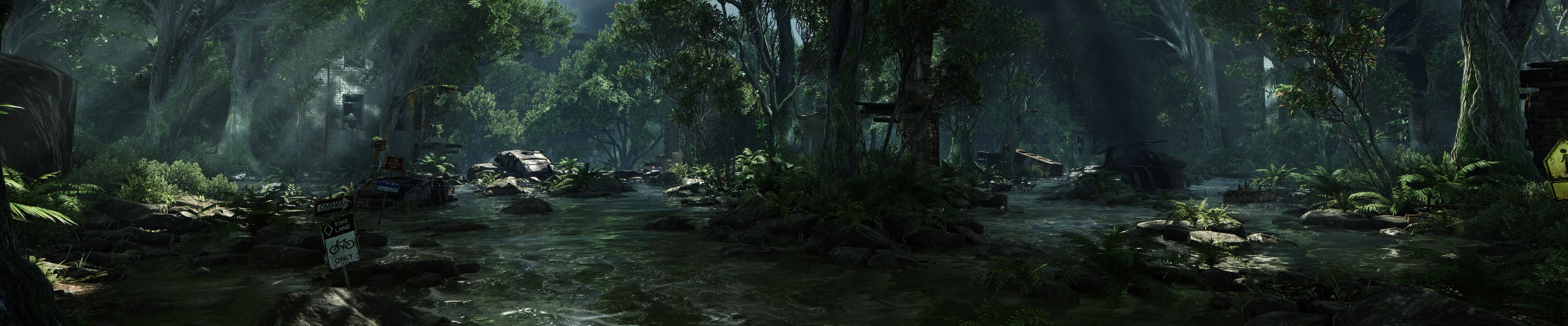 Sunlight, dense jungle canopy, misty river, 5K Desktop Wallpaper