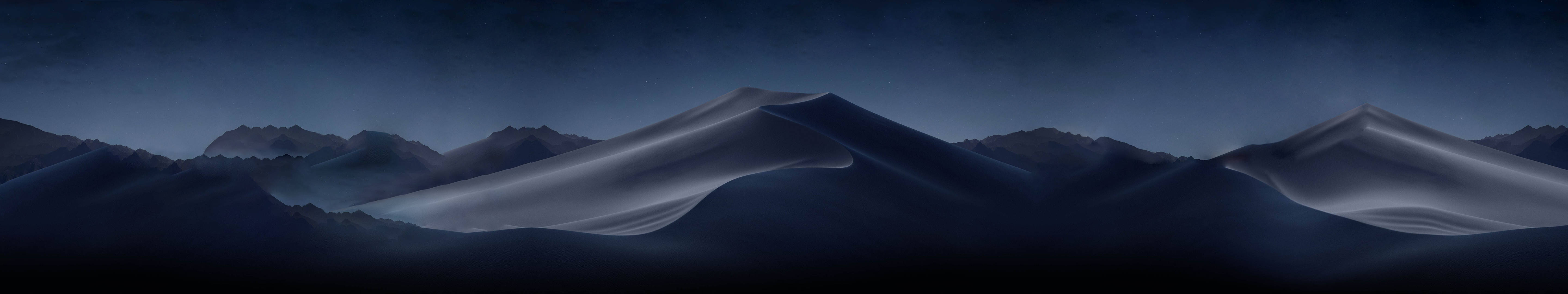 mountain range, twilight sky, deep blue, 5K Desktop Wallpaper