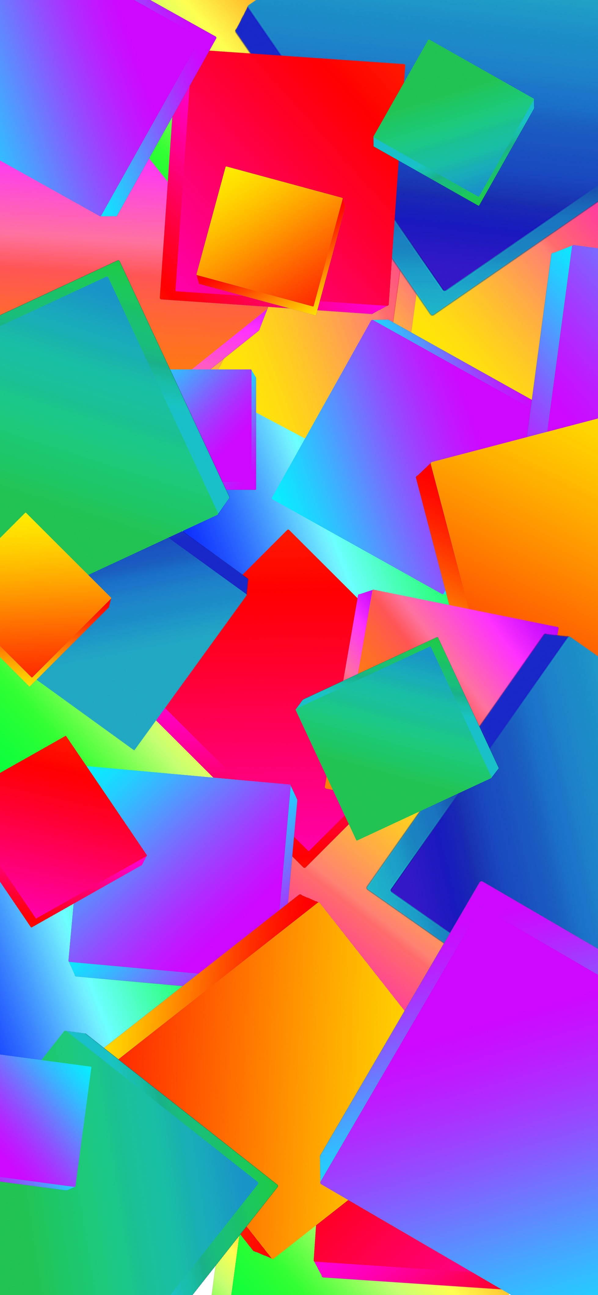 Samsung Full HD, Vibrant Colorful Cubes, gradient hues, 4K Phone Wallpaper