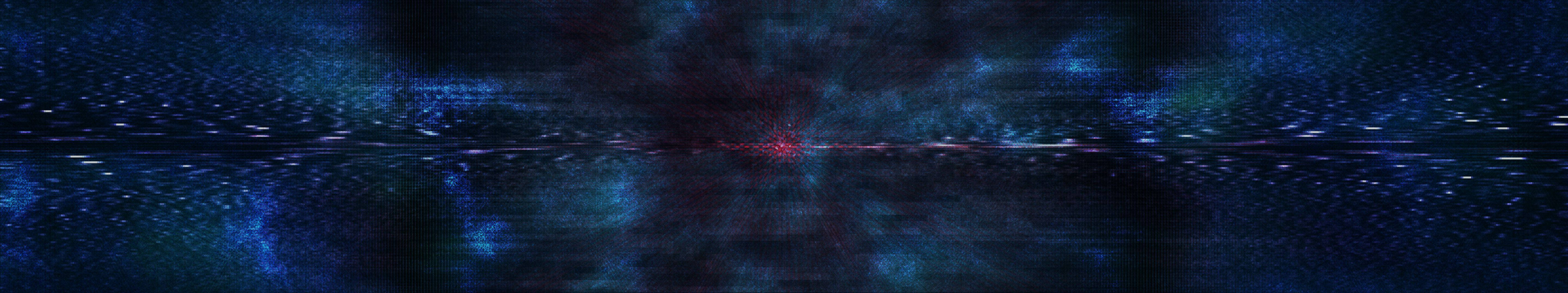 triple monitor blue, cosmic tunnel, deep blue nebulae, 5K Desktop Wallpaper