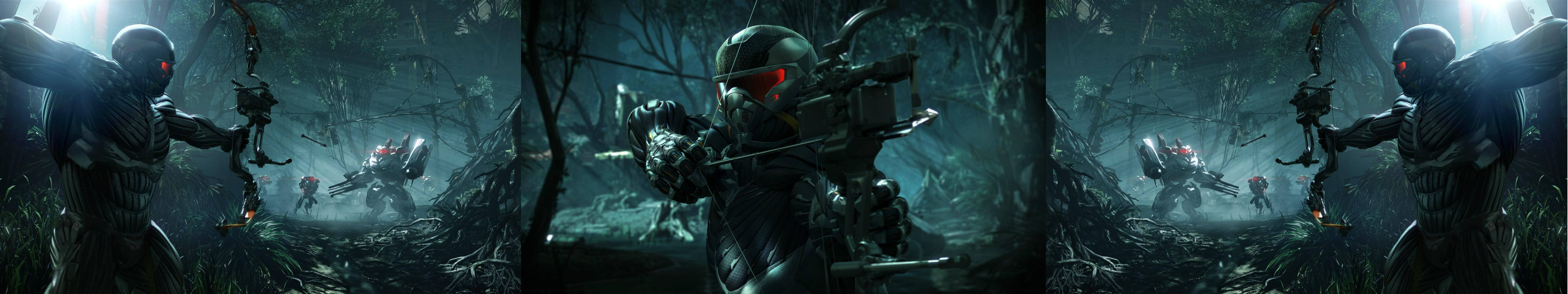 Triple Monitor Setup, soldier, dark armor, 5K Desktop Wallpaper